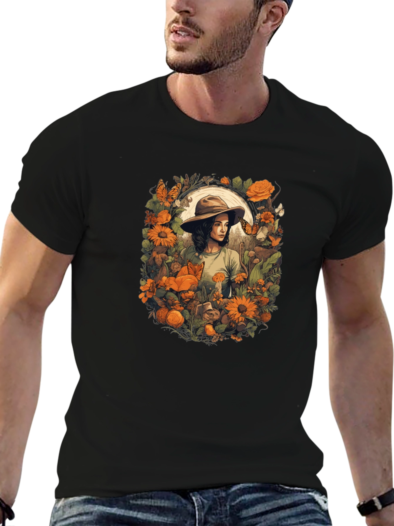 Nature Girl Graphic Tee - Artistic Botanical Design