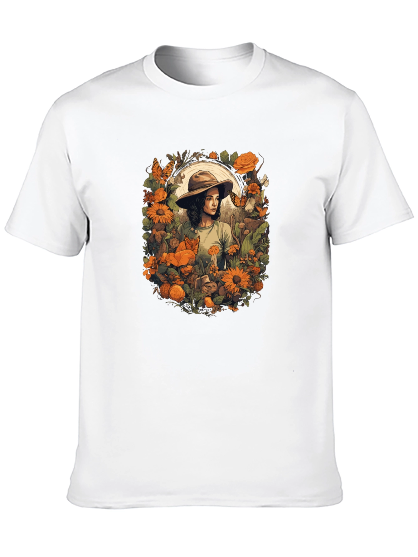 Nature Girl Graphic Tee - Artistic Botanical Design