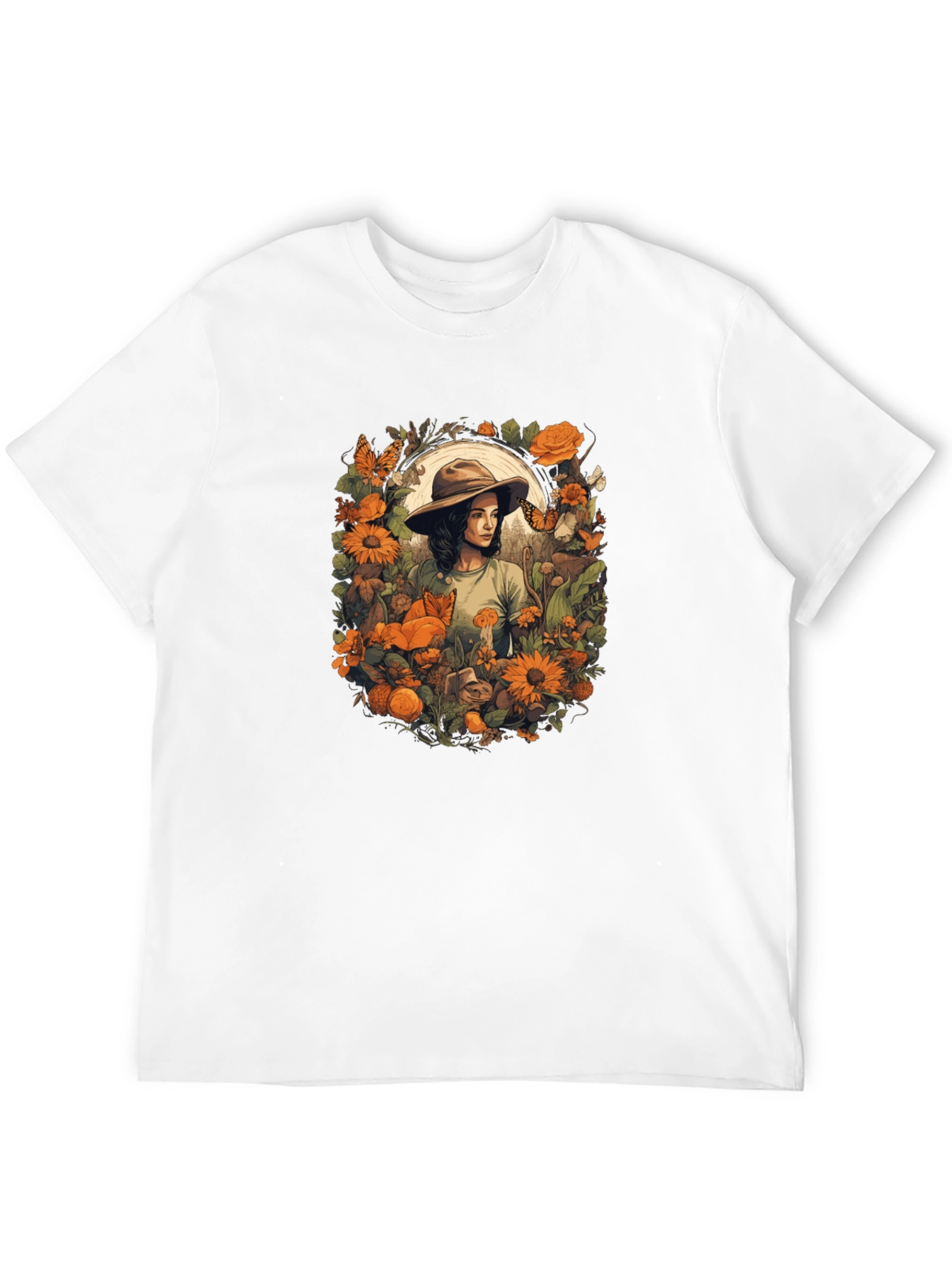 Nature Girl Graphic Tee - Artistic Botanical Design