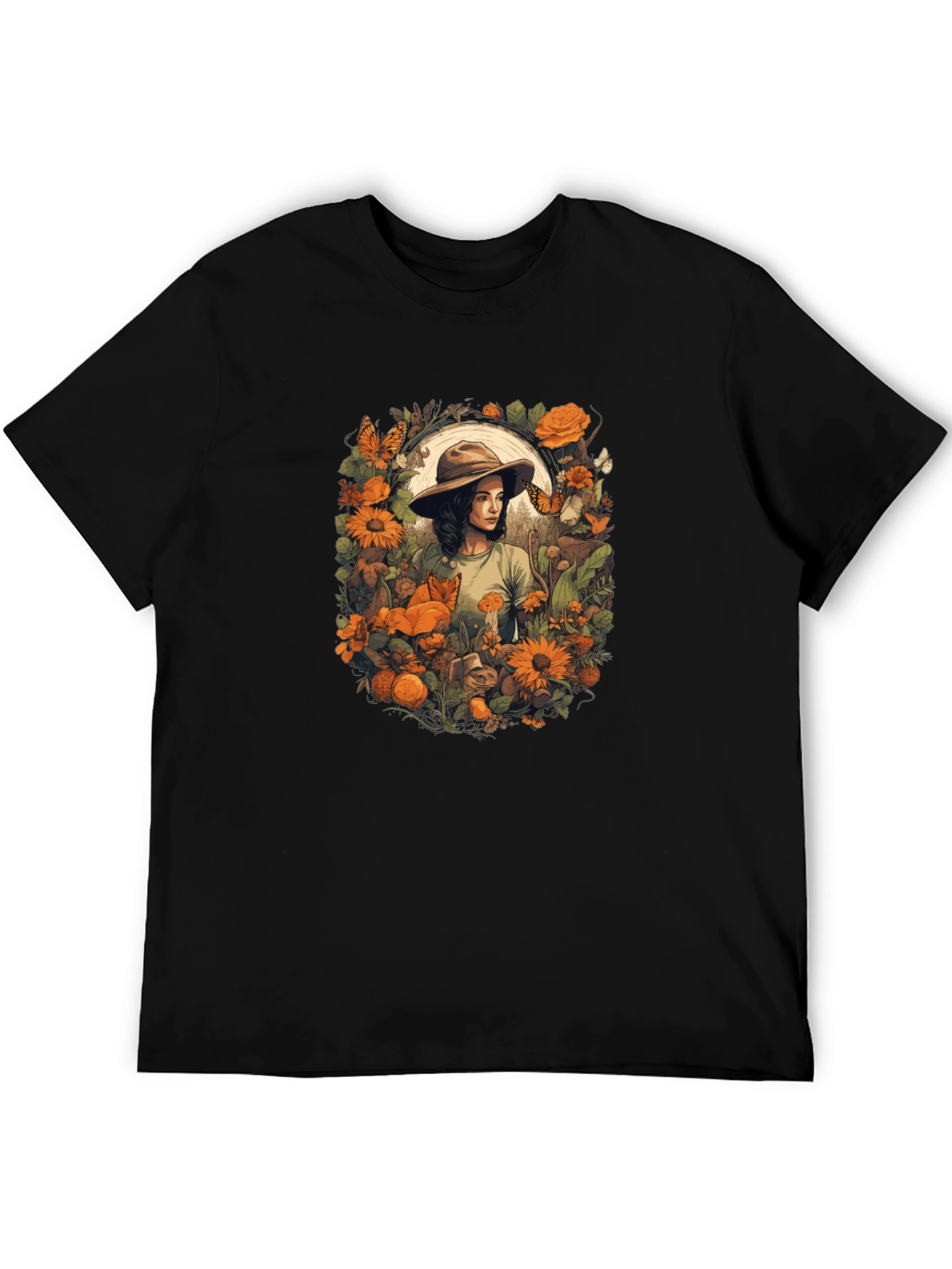 Nature Girl Graphic Tee - Artistic Botanical Design
