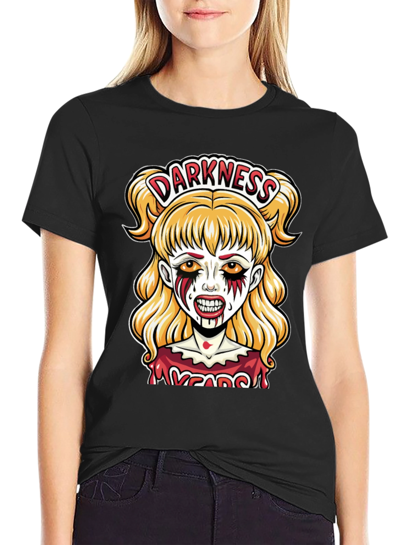 Darkness Girl Graphic Tee - Horror T-Shirt