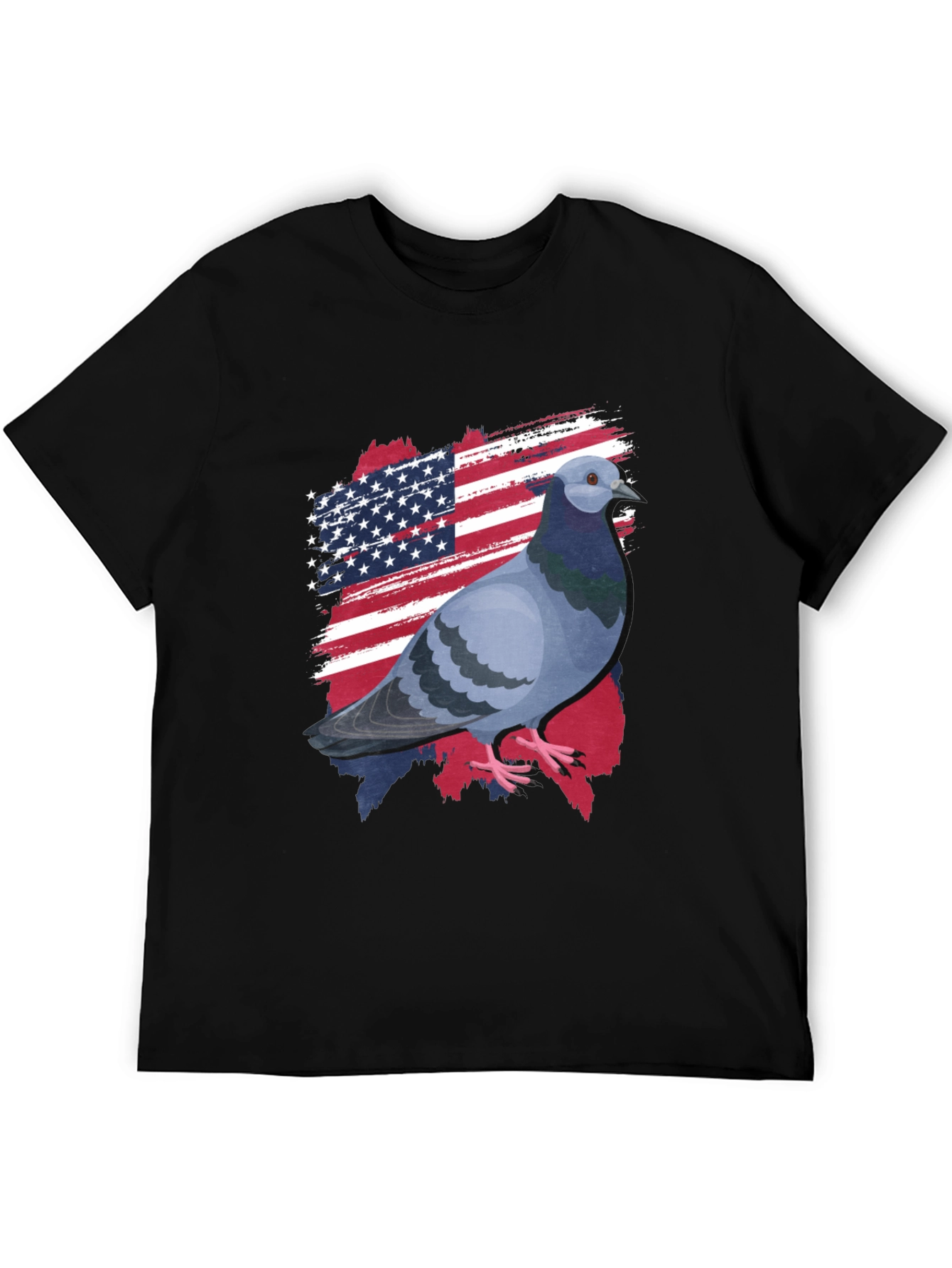Patriotic Pigeon Graphic Tee - American Flag Bird T-Shirt
