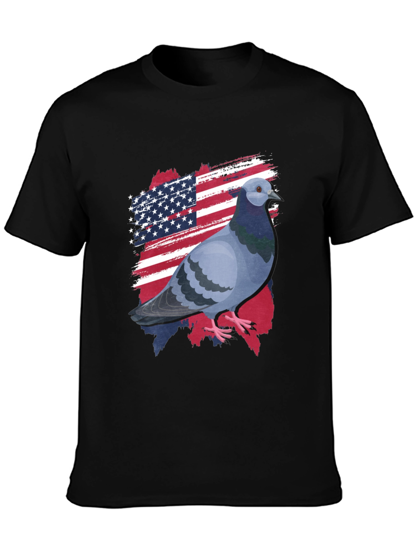 Patriotic Pigeon Graphic Tee - American Flag Bird T-Shirt