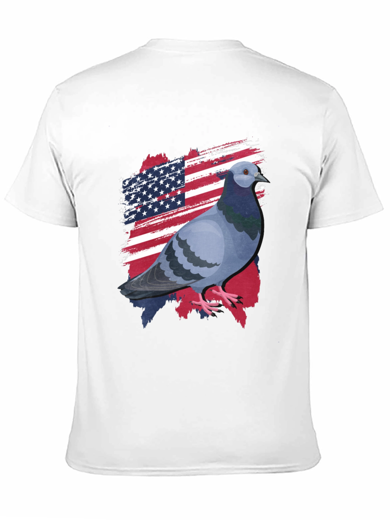 Patriotic Pigeon Graphic Tee - American Flag Bird T-Shirt