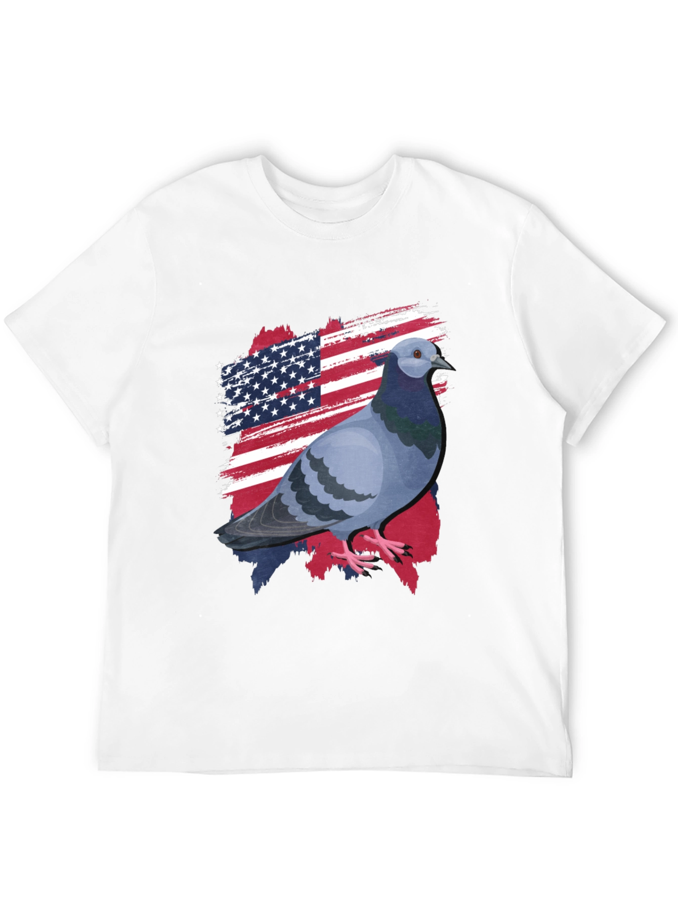 Patriotic Pigeon Graphic Tee - American Flag Bird T-Shirt