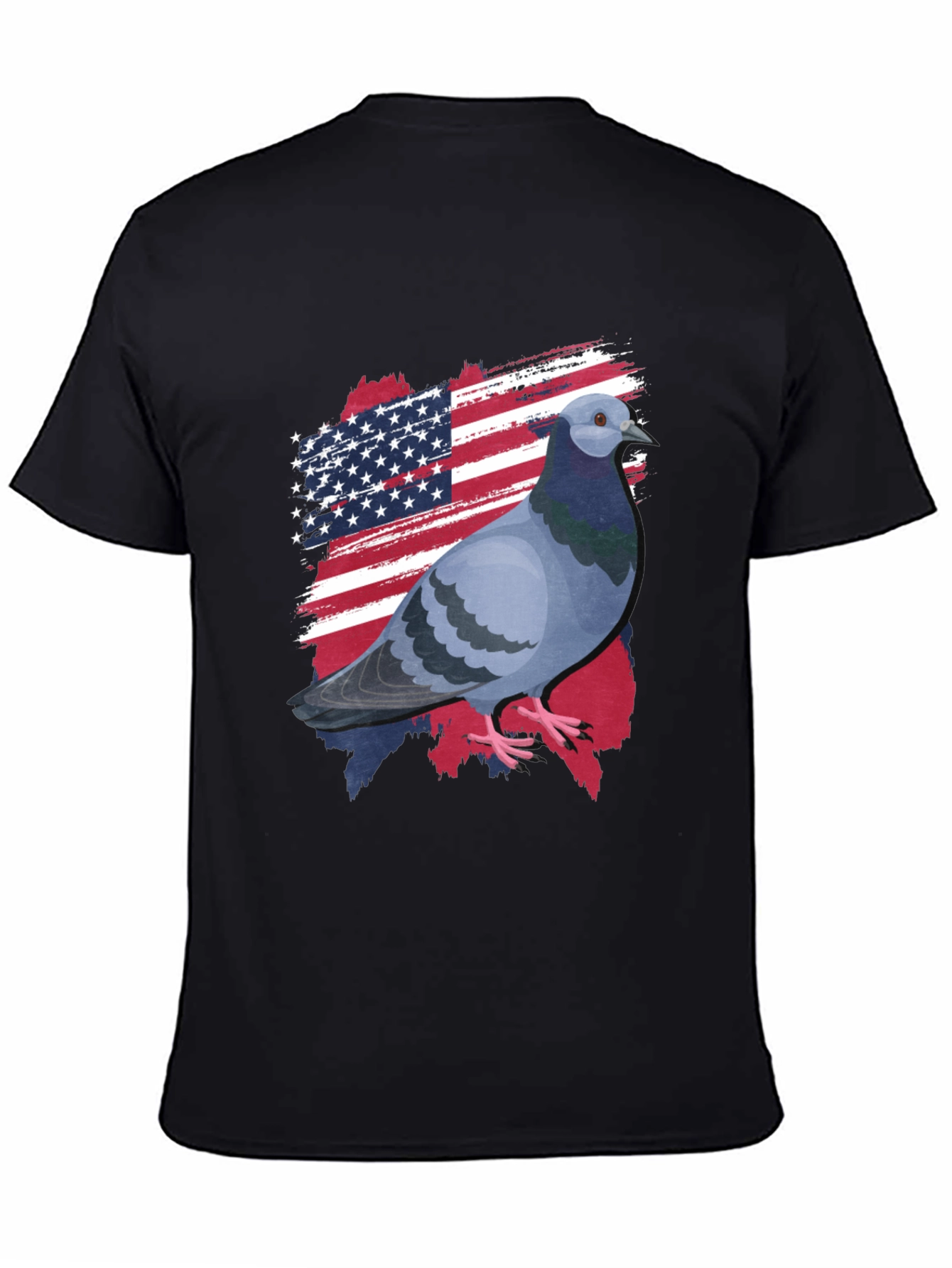 Patriotic Pigeon Graphic Tee - American Flag Bird T-Shirt