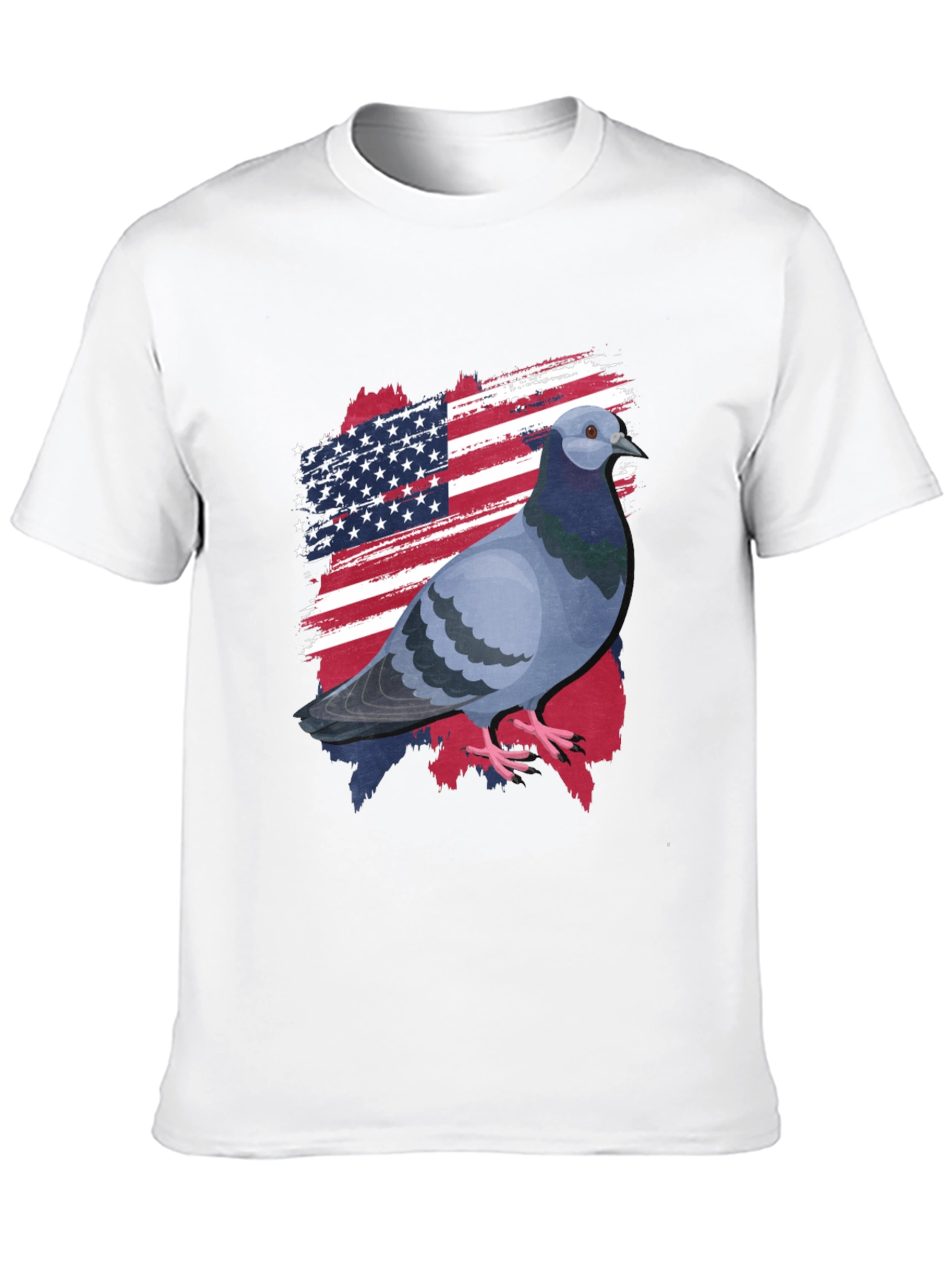 Patriotic Pigeon Graphic Tee - American Flag Bird T-Shirt