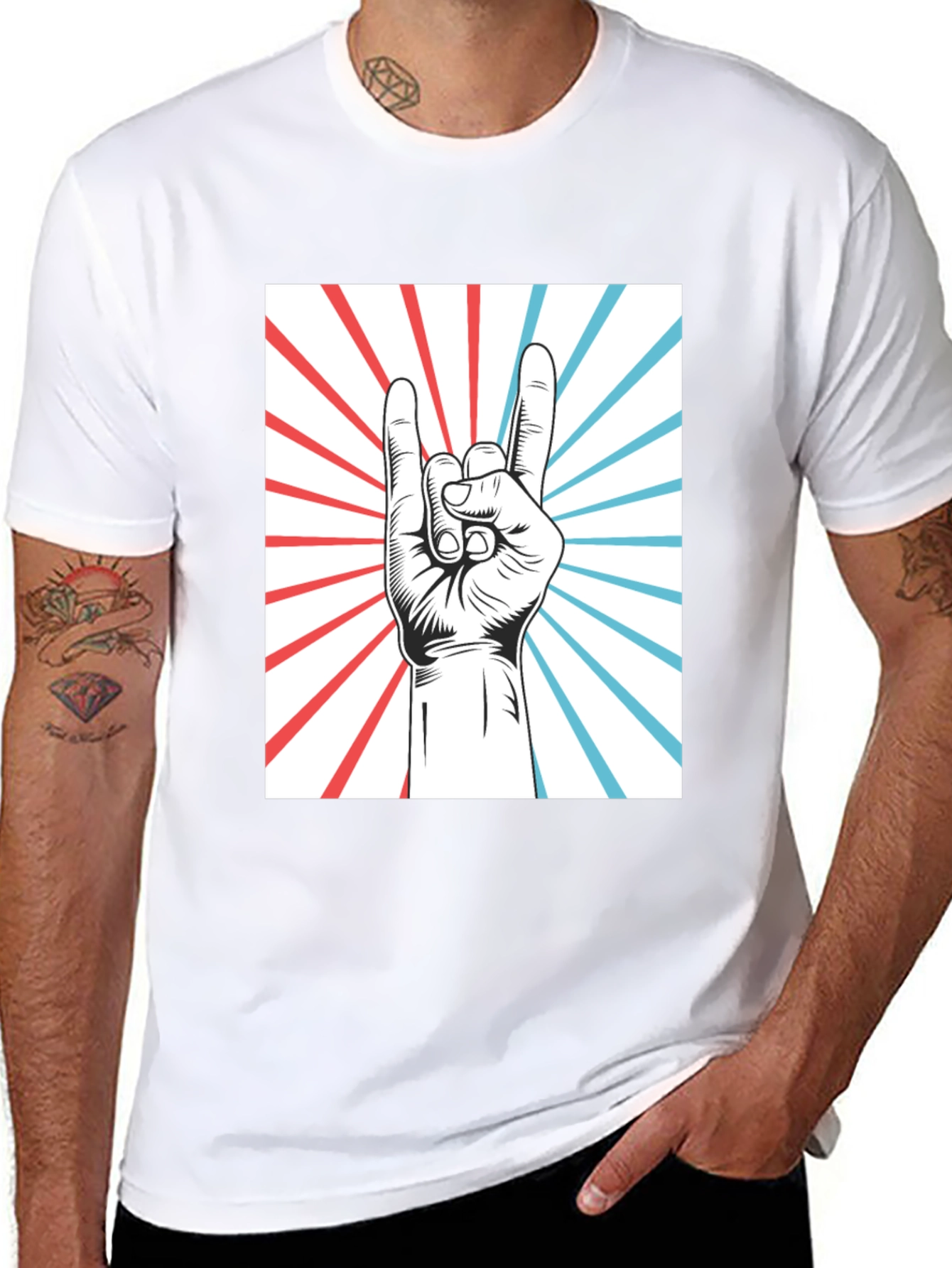 Rock On Hand Graphic Tee - Black Cotton T-Shirt