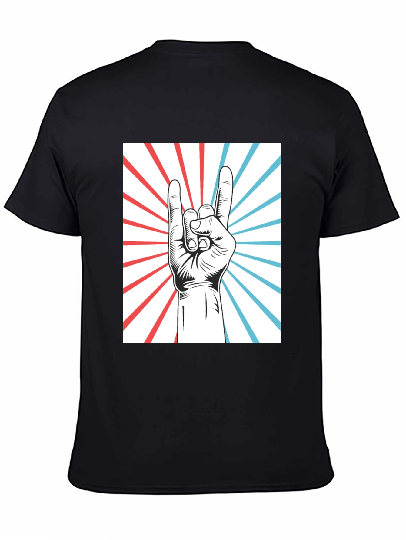 Rock On Hand Graphic Tee - Black Cotton T-Shirt