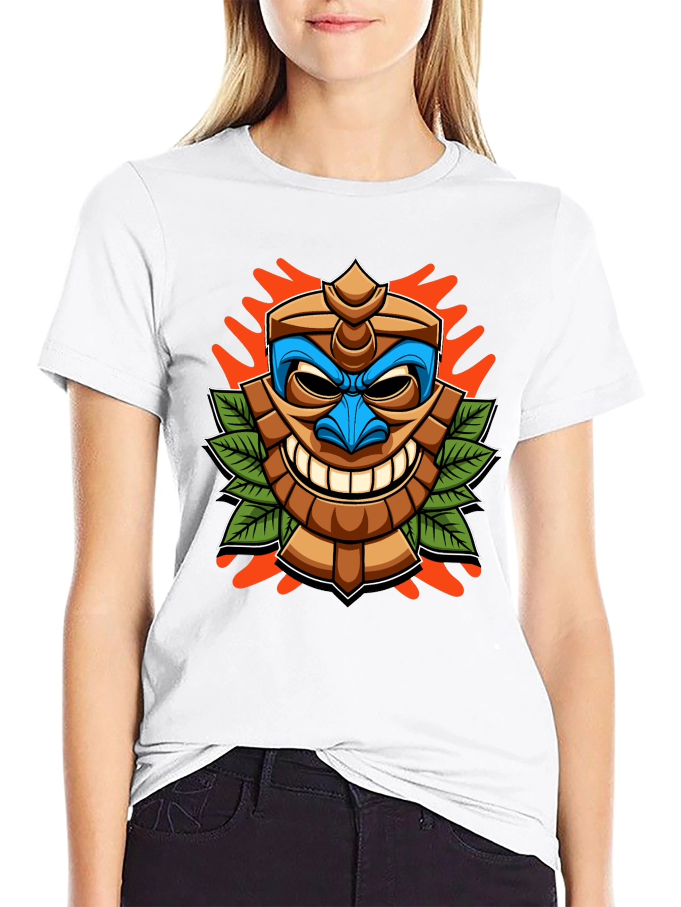 Fun Tiki Head Graphic T-Shirt