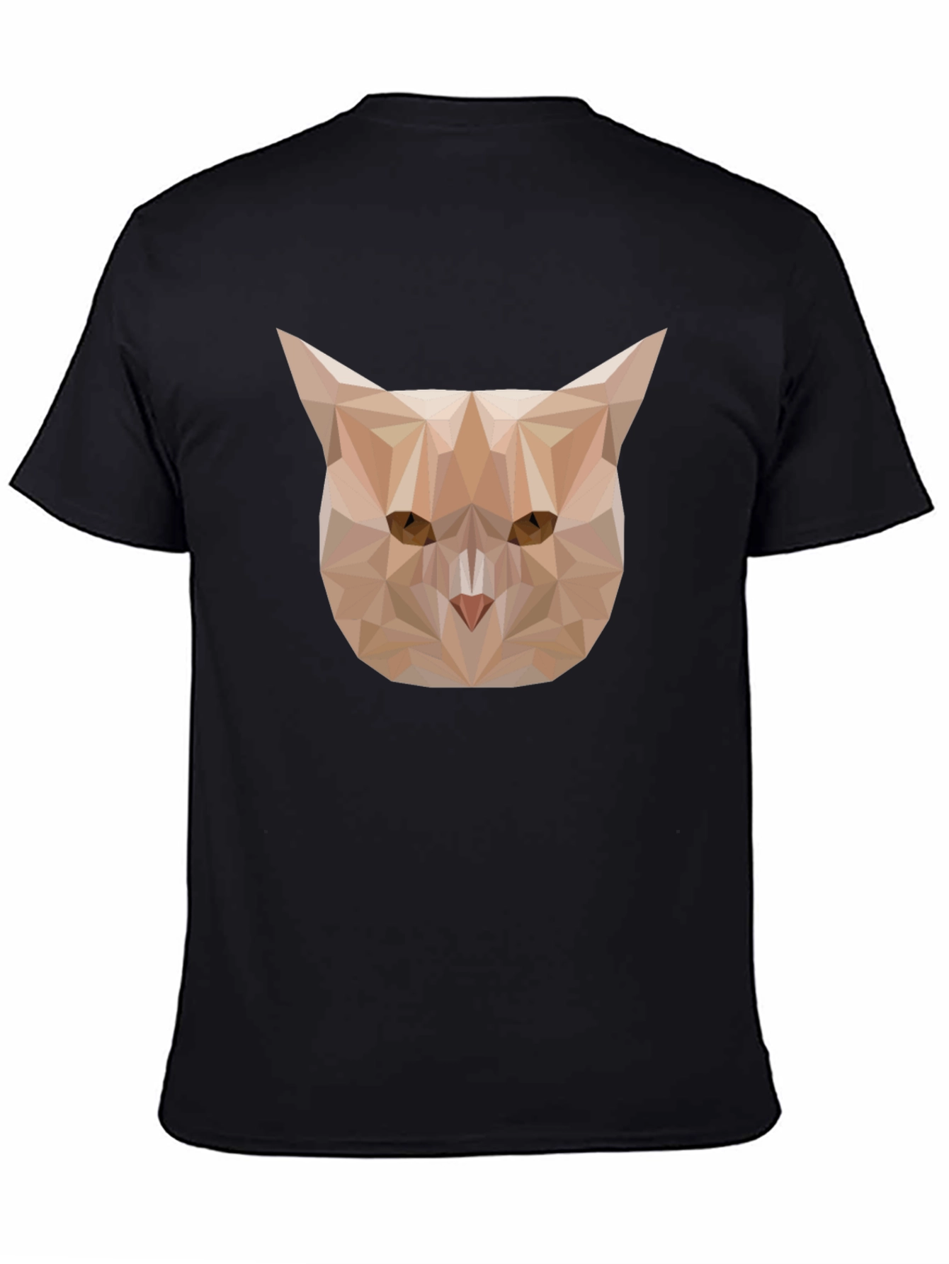 Geometric Cat Graphic Tee - Black