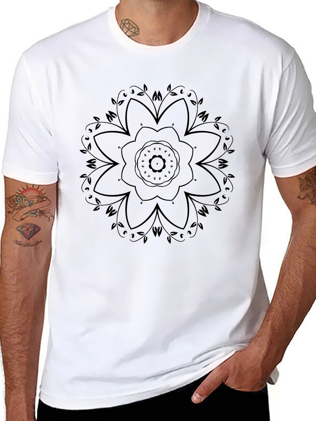 Black Mandala Graphic Tee - Modern Casual Comfort