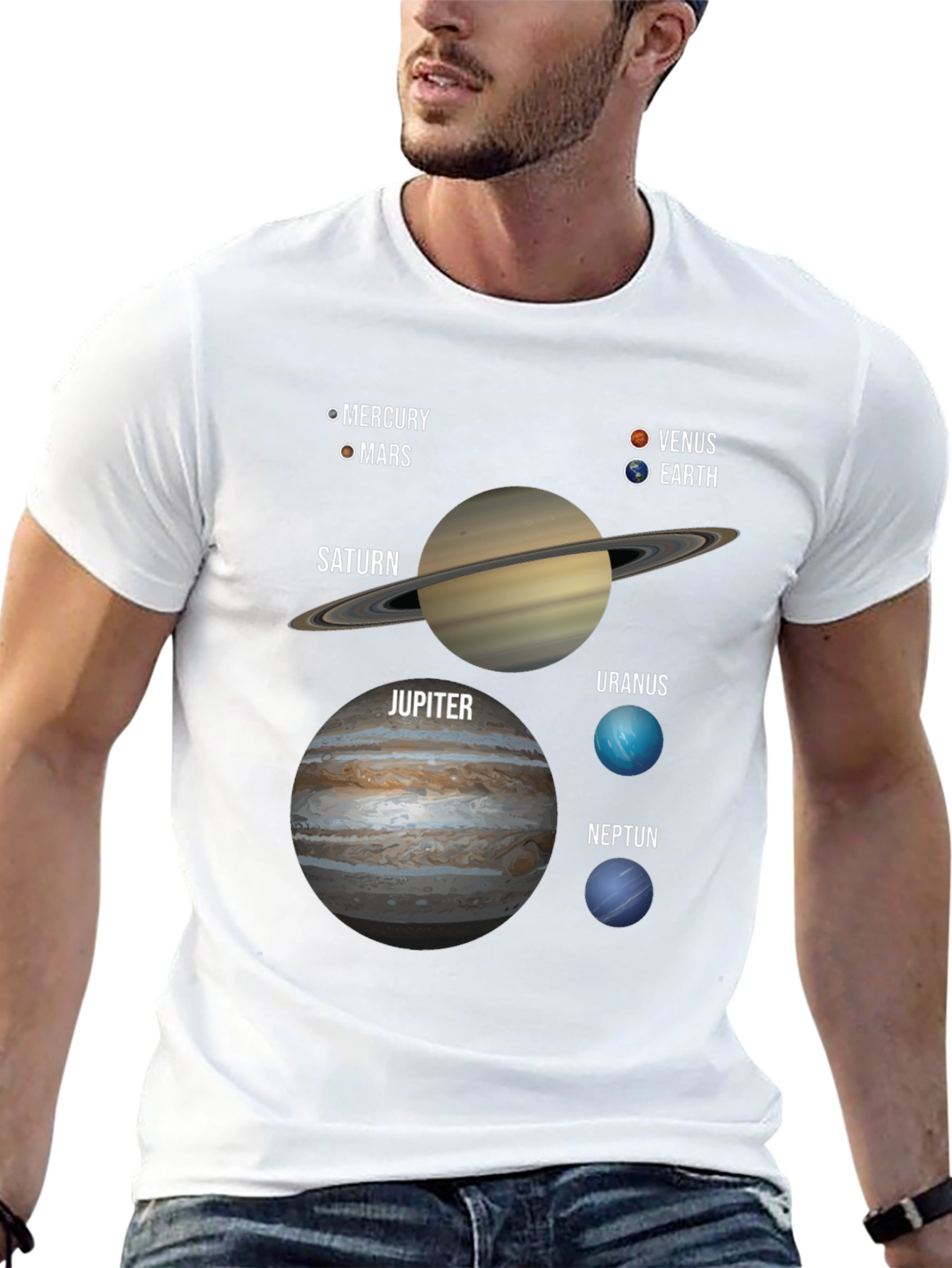 Solar System Planets Graphic T-Shirt Space Tee