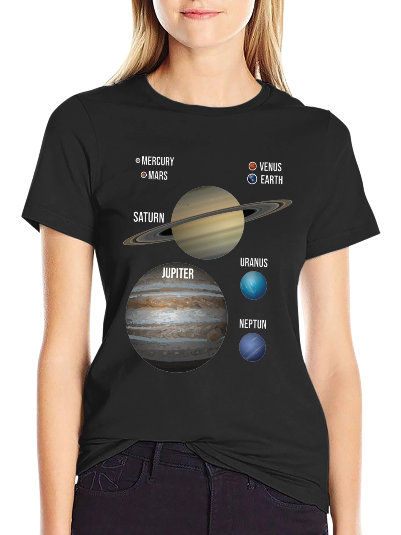 Solar System Planets Graphic T-Shirt Space Tee