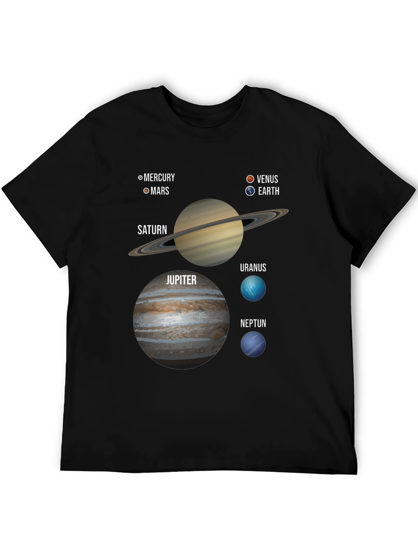 Solar System Planets Graphic T-Shirt Space Tee