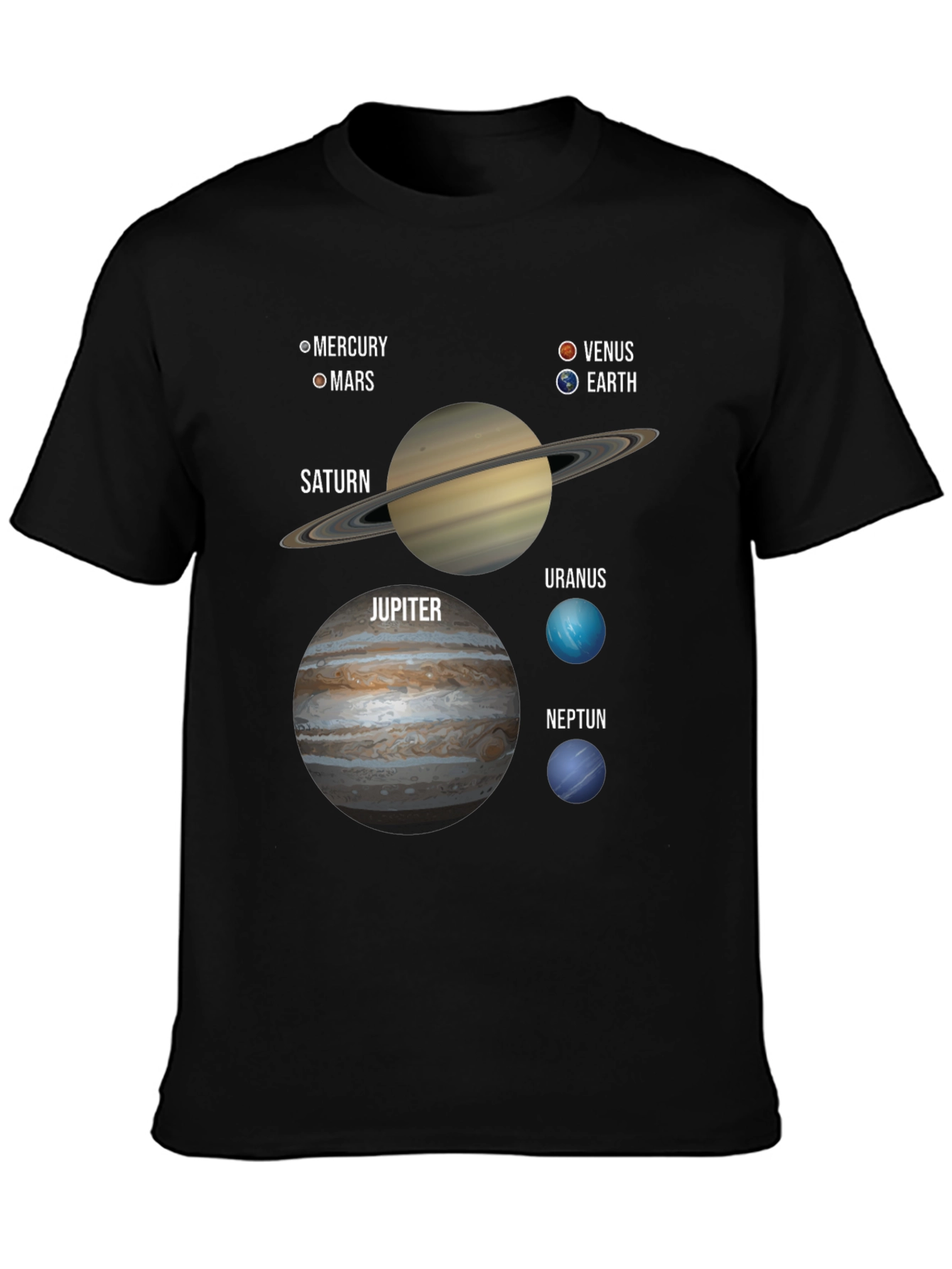 Solar System Planets Graphic T-Shirt Space Tee