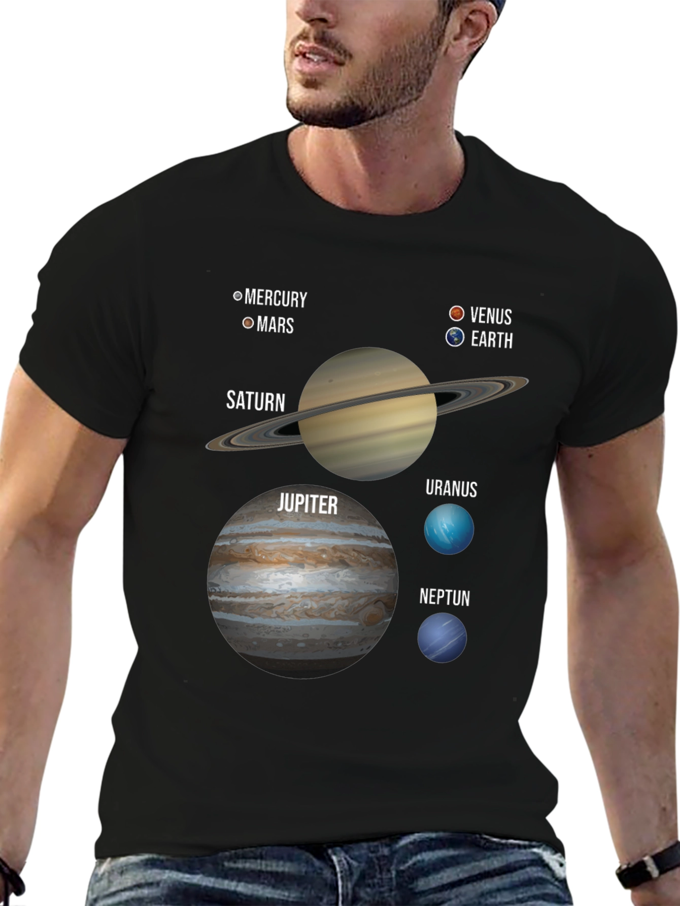 Solar System Planets Graphic T-Shirt Space Tee