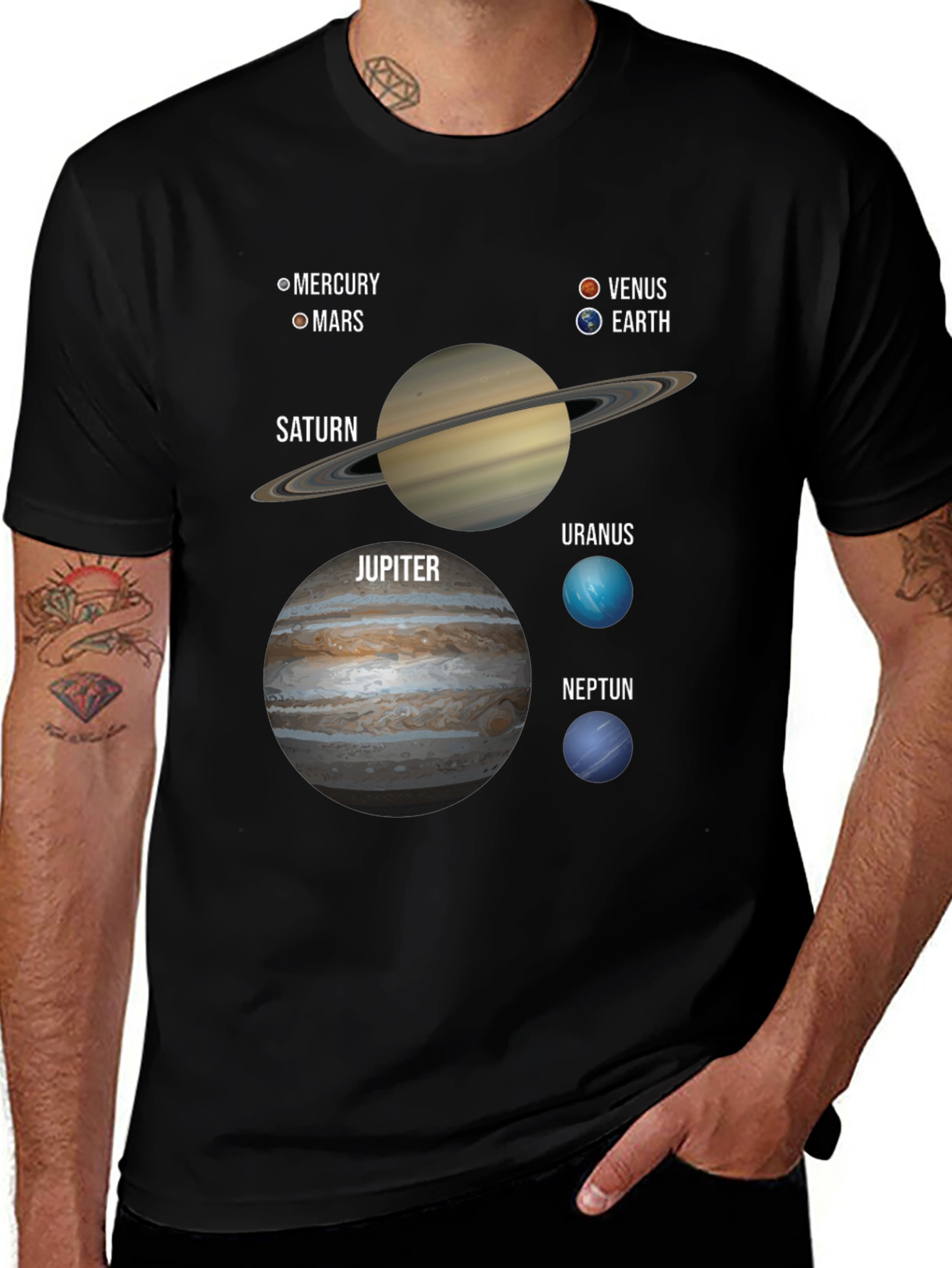 Solar System Planets Graphic T-Shirt Space Tee