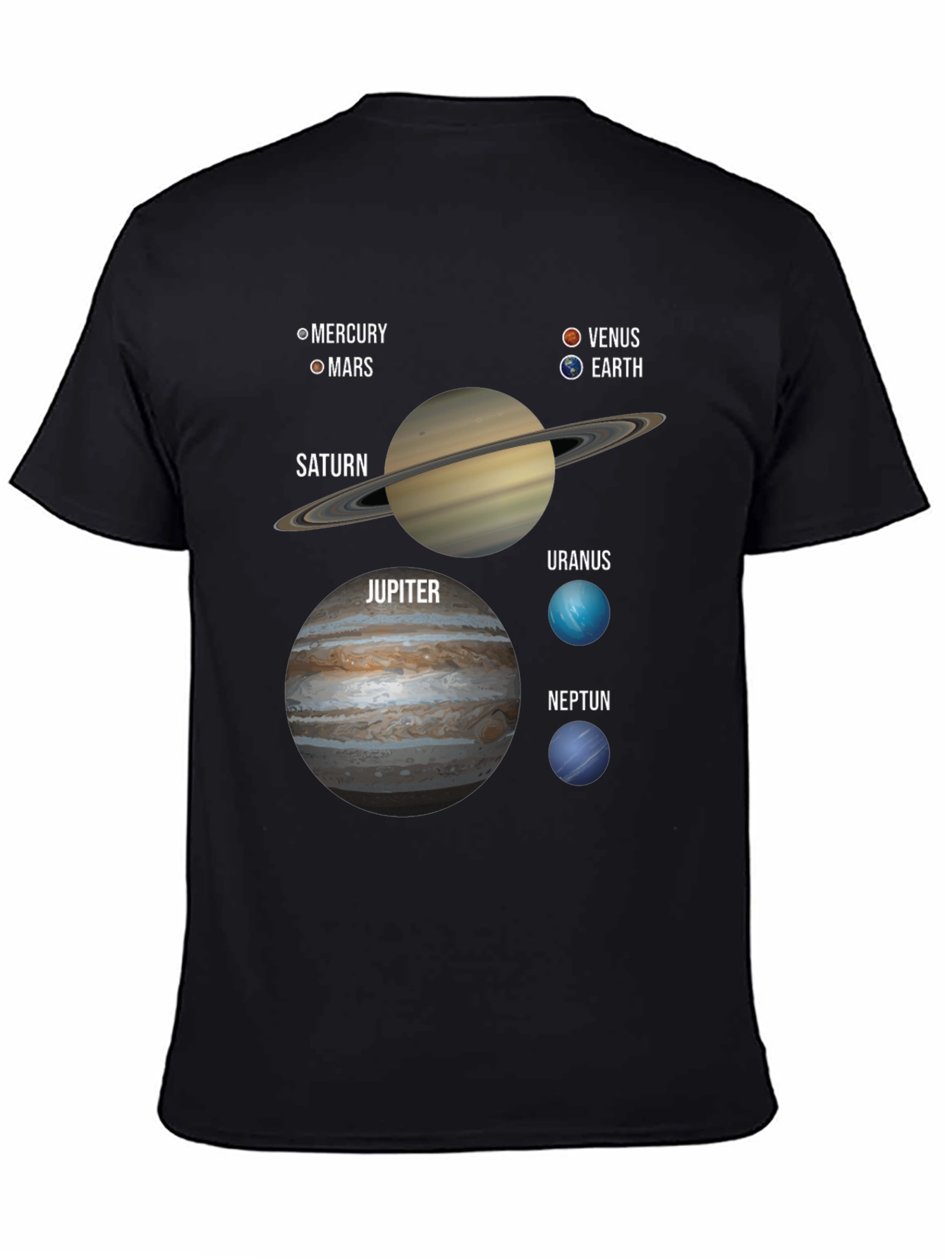 Solar System Planets Graphic T-Shirt Space Tee