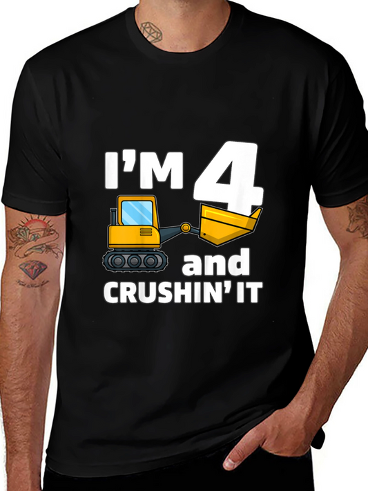 Im 4 and Crushing It Construction Birthday T-Shirt