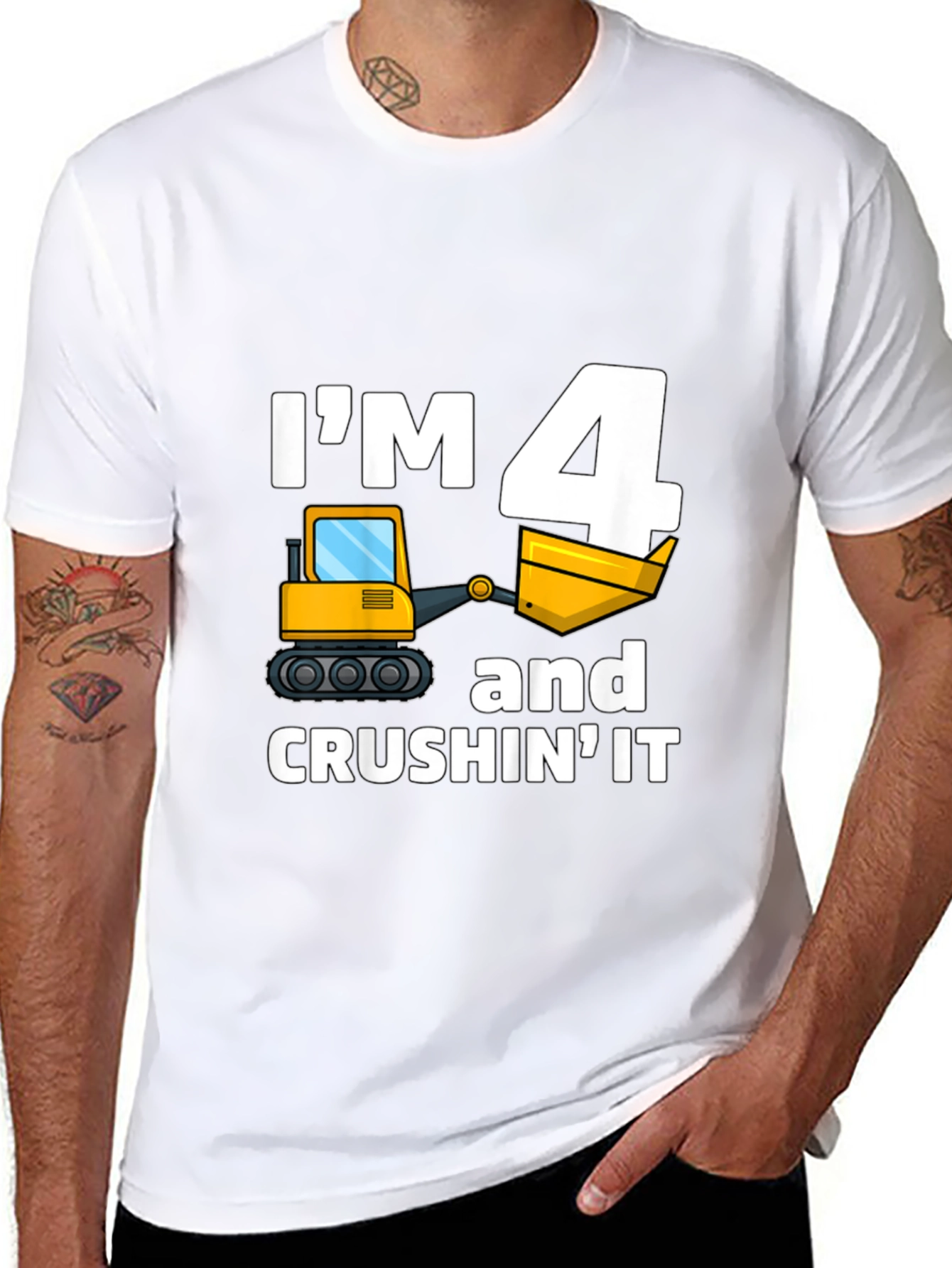 Im 4 and Crushing It Construction Birthday T-Shirt