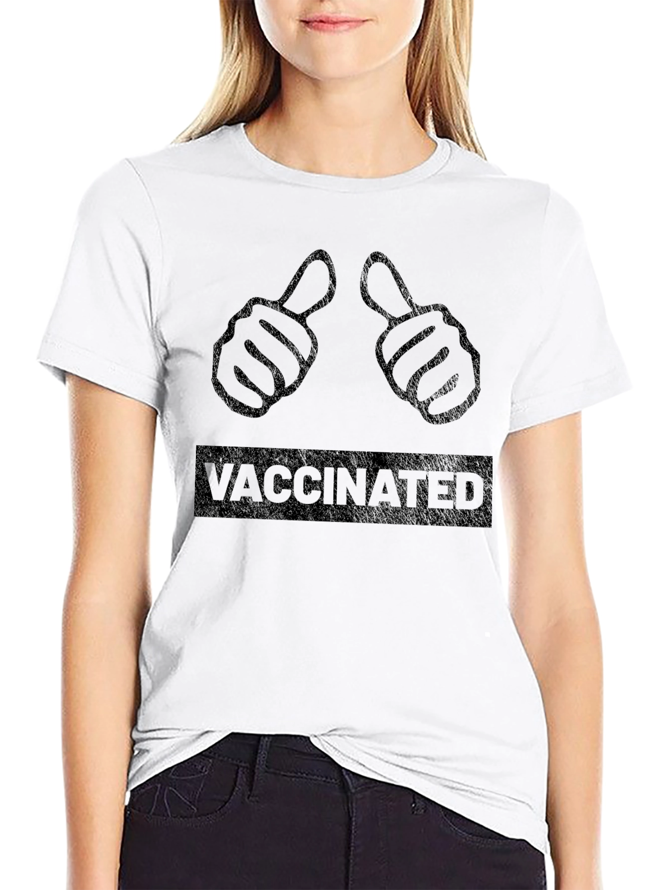 Vaccinated Thumbs Up Graphic T-Shirt