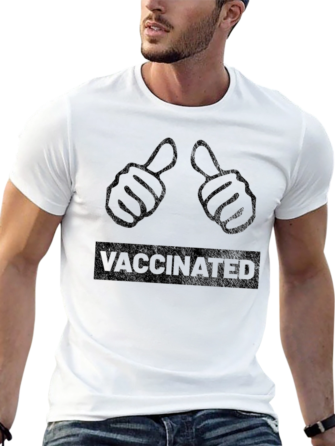 Vaccinated Thumbs Up Graphic T-Shirt