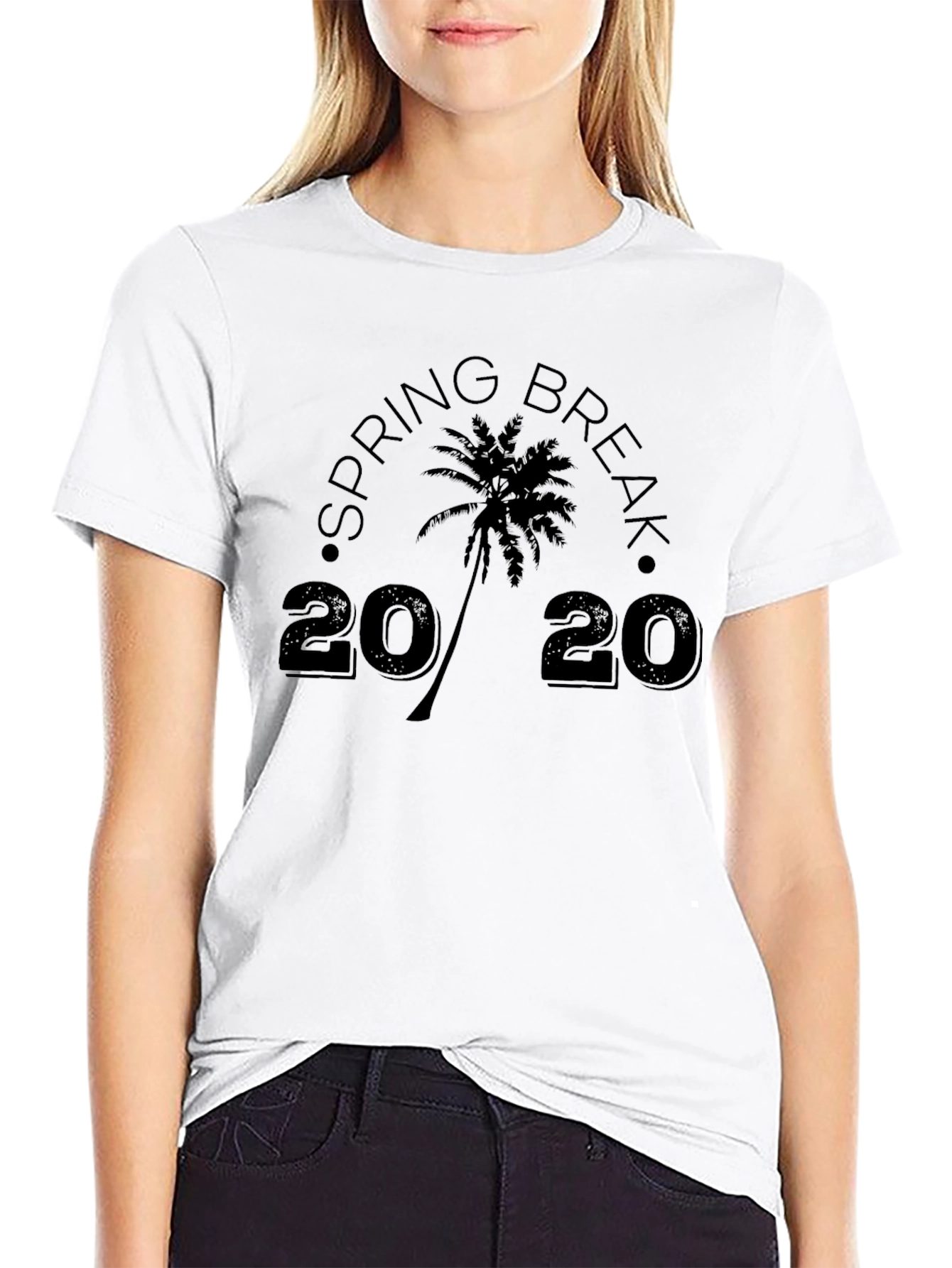 Spring Break 2020 Palm Tree Black T-Shirt