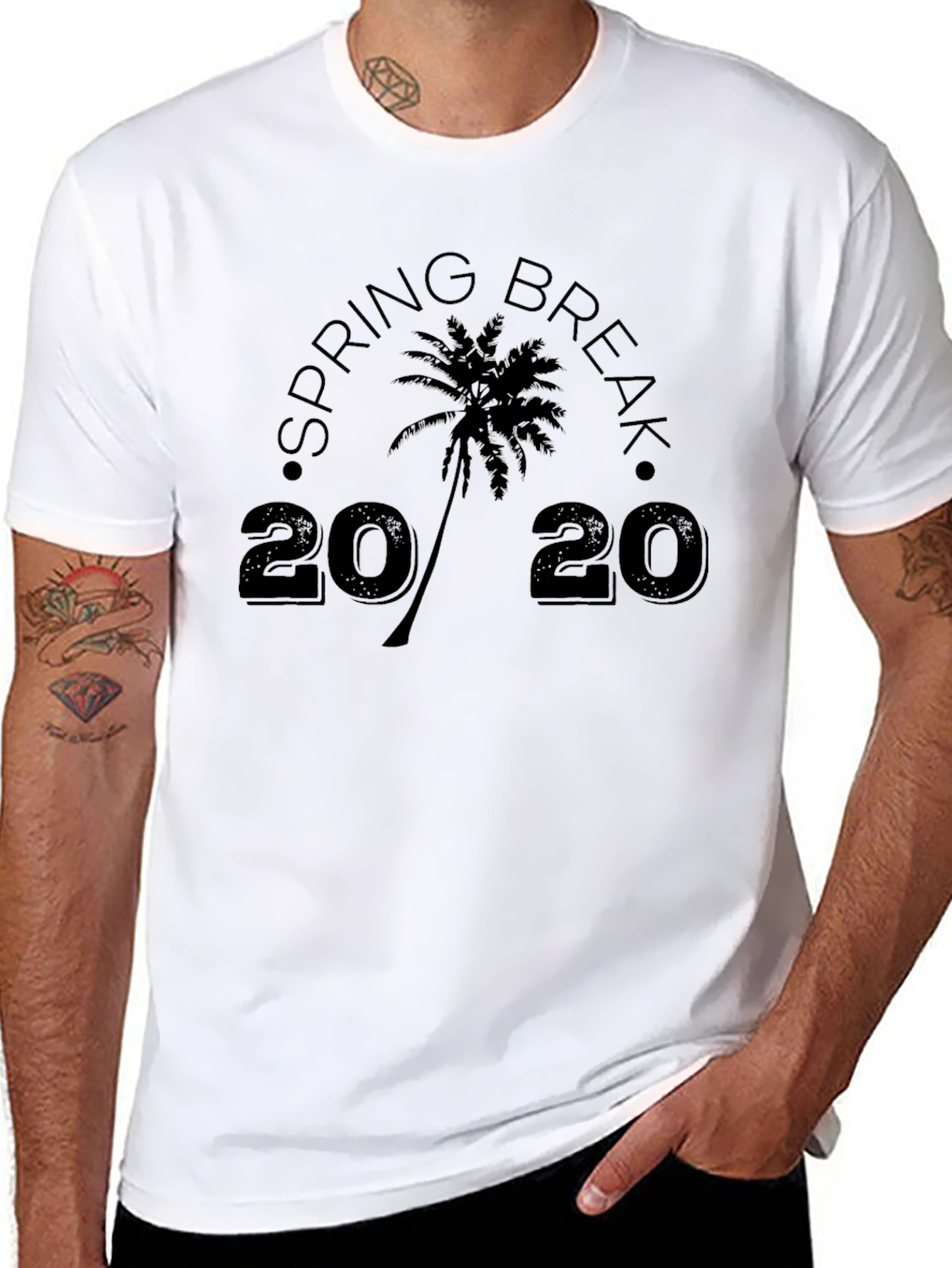 Spring Break 2020 Palm Tree Black T-Shirt