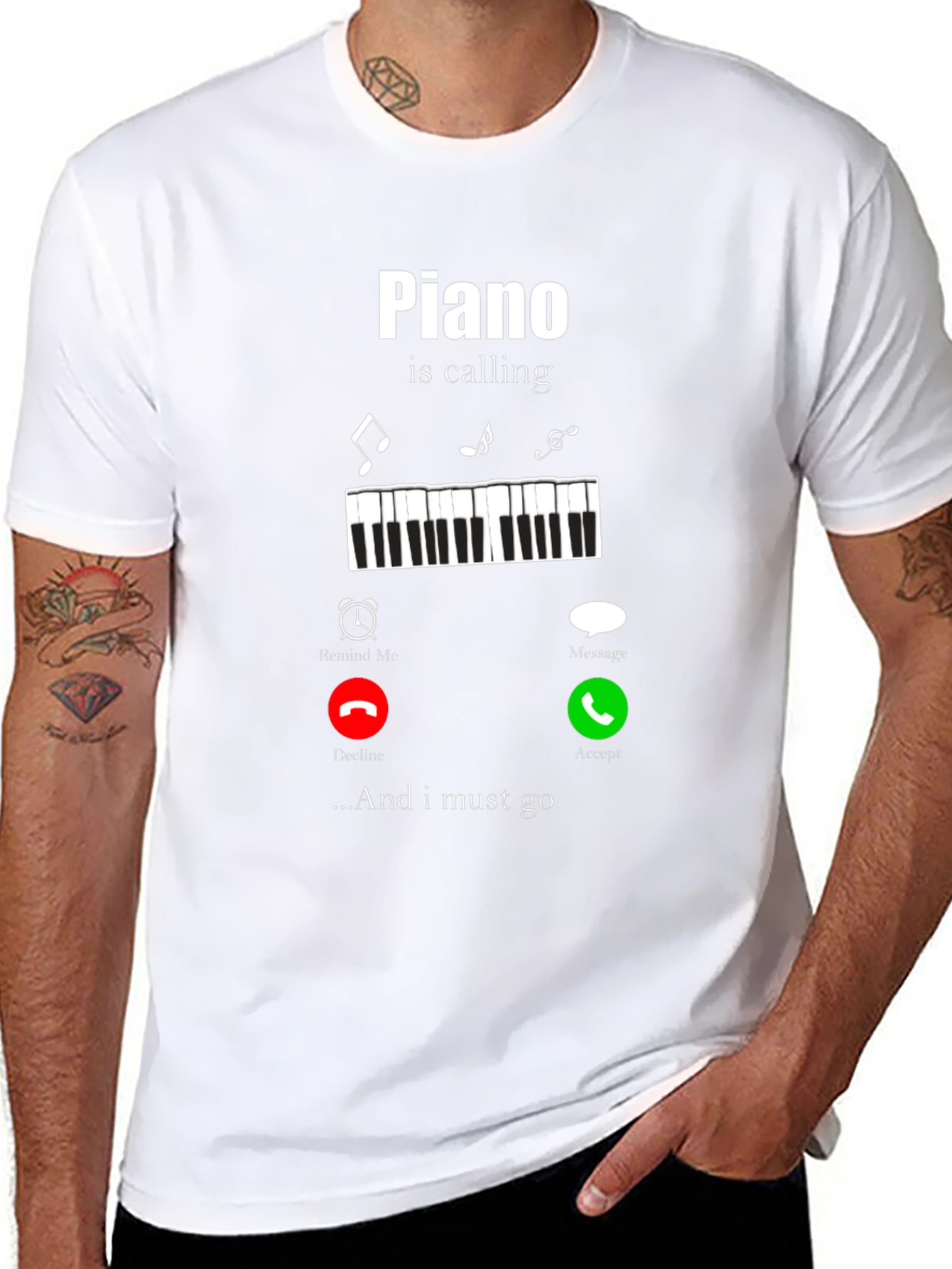 Piano Calling Mens Black T-Shirt