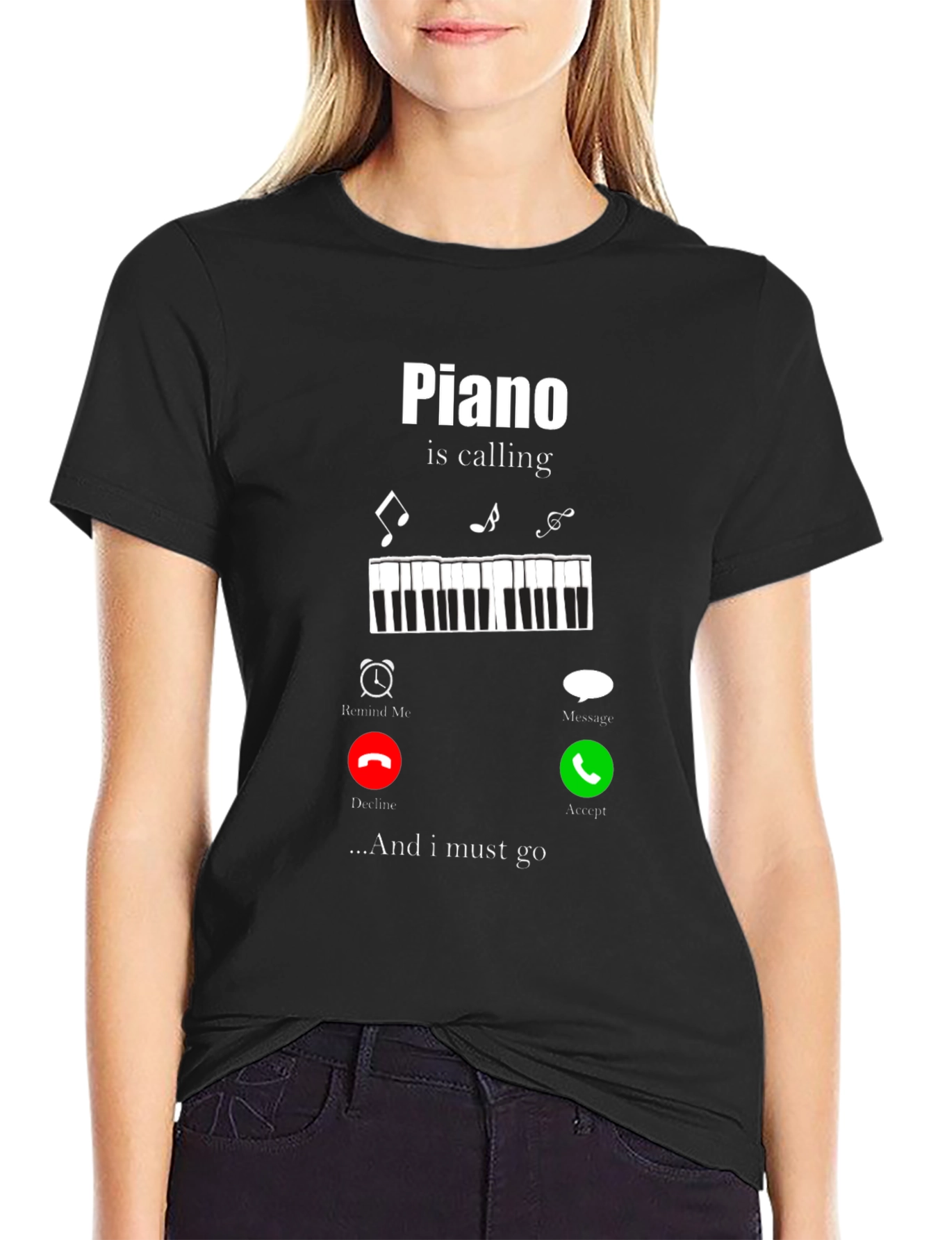 Piano Calling Mens Black T-Shirt