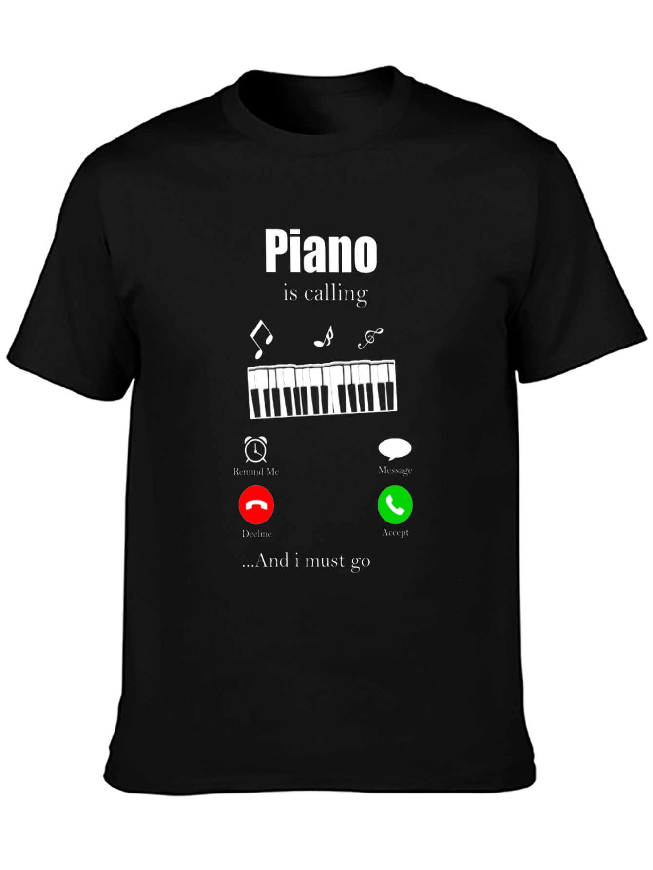 Piano Calling Mens Black T-Shirt