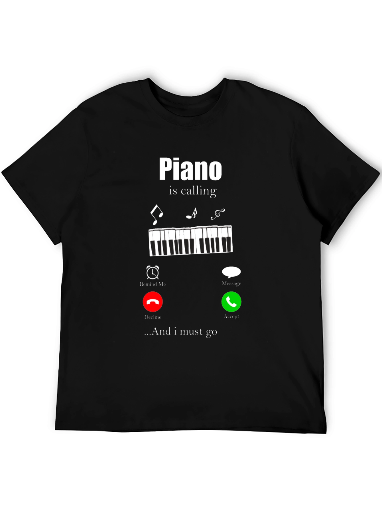 Piano Calling Mens Black T-Shirt
