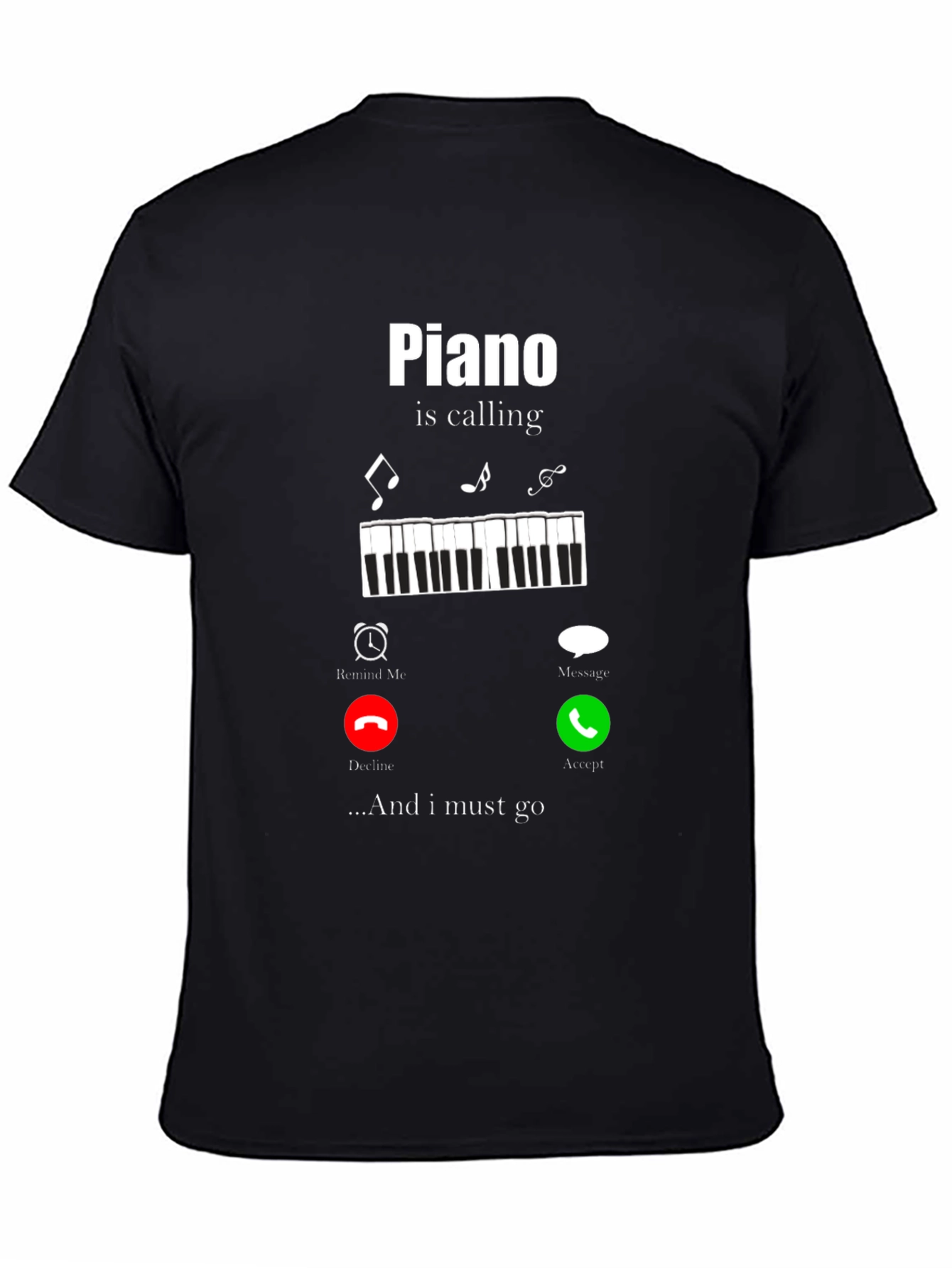 Piano Calling Mens Black T-Shirt