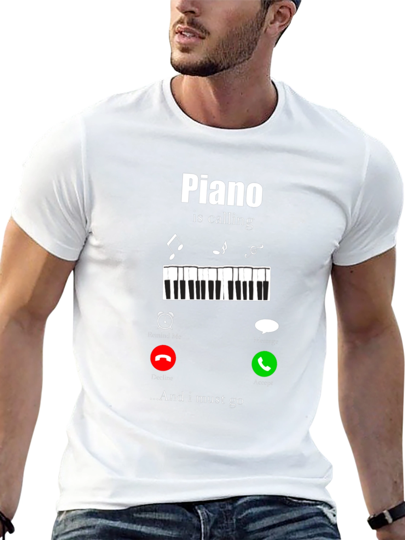Piano Calling Mens Black T-Shirt