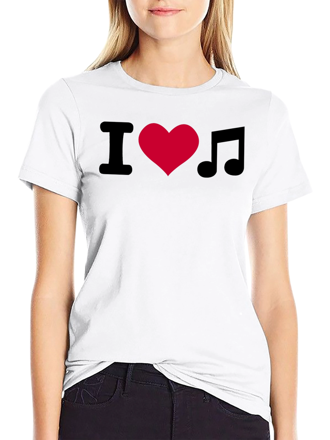 I Love Music T-Shirt - Black Crew Neck Tee