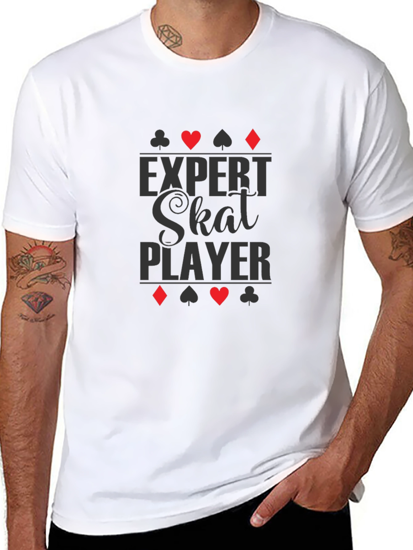 Expert Skat Player T-Shirt - Card Suits Design
