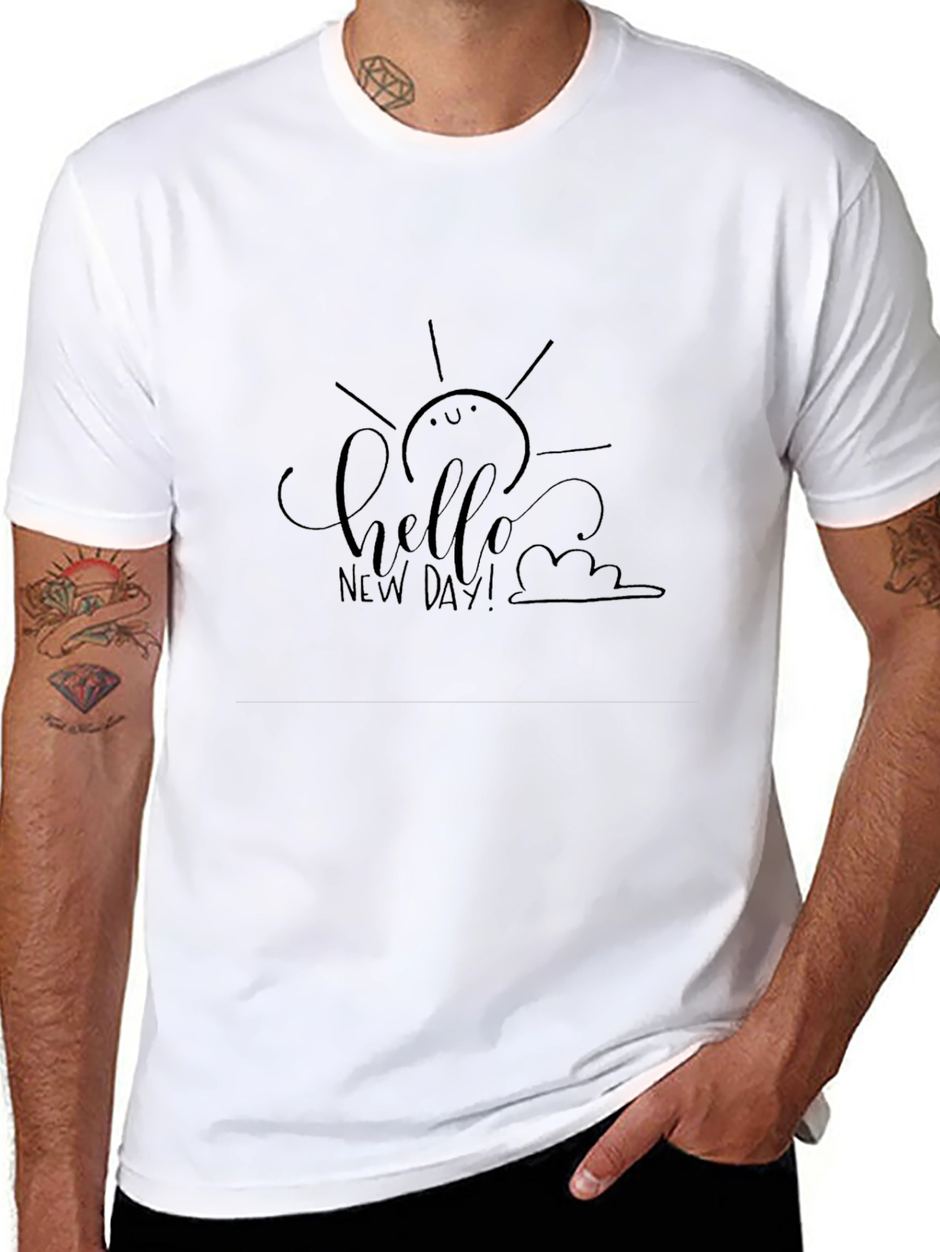 Hello New Day Black Graphic T-Shirt