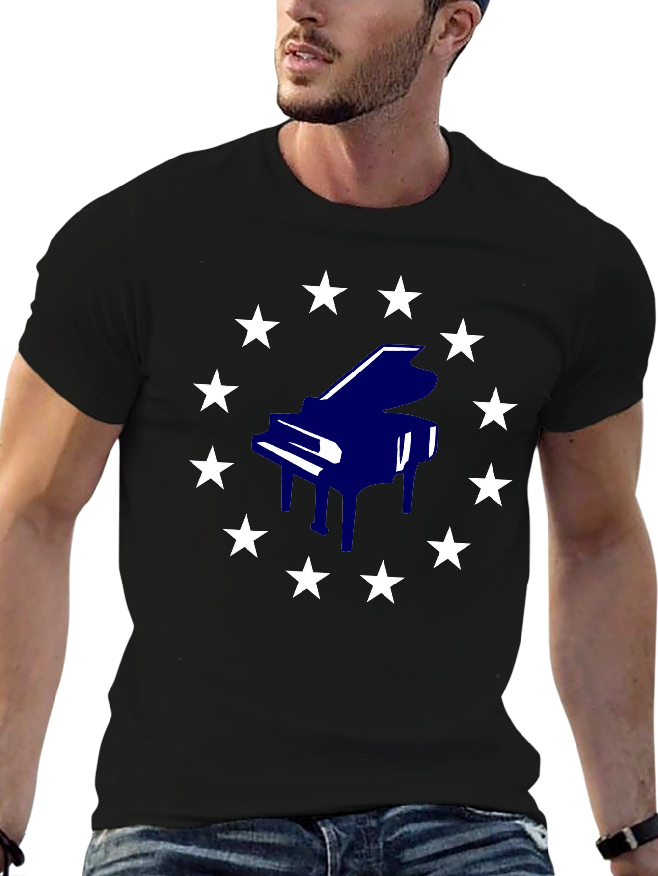 Piano Stars Black T-Shirt