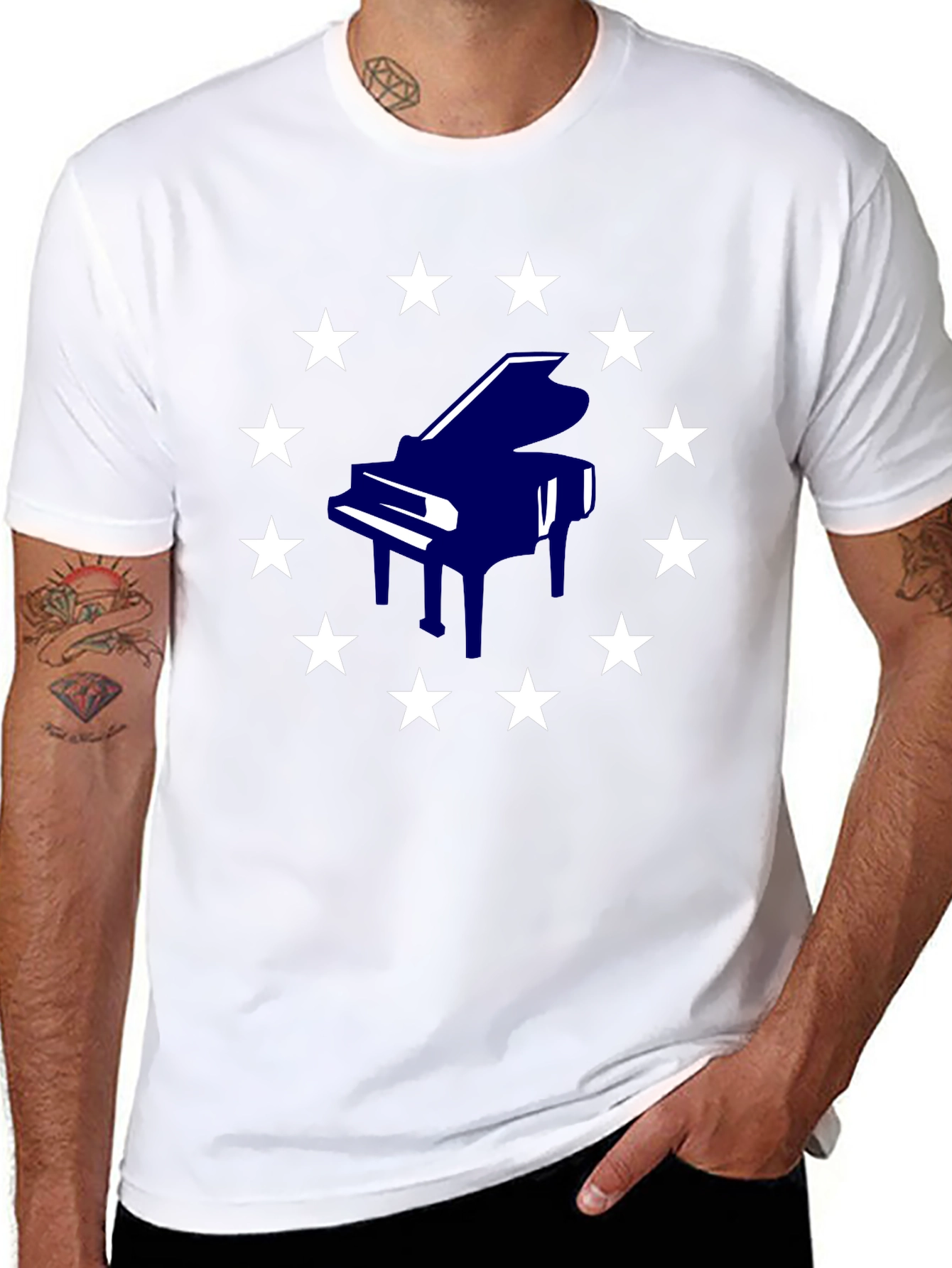 Piano Stars Black T-Shirt