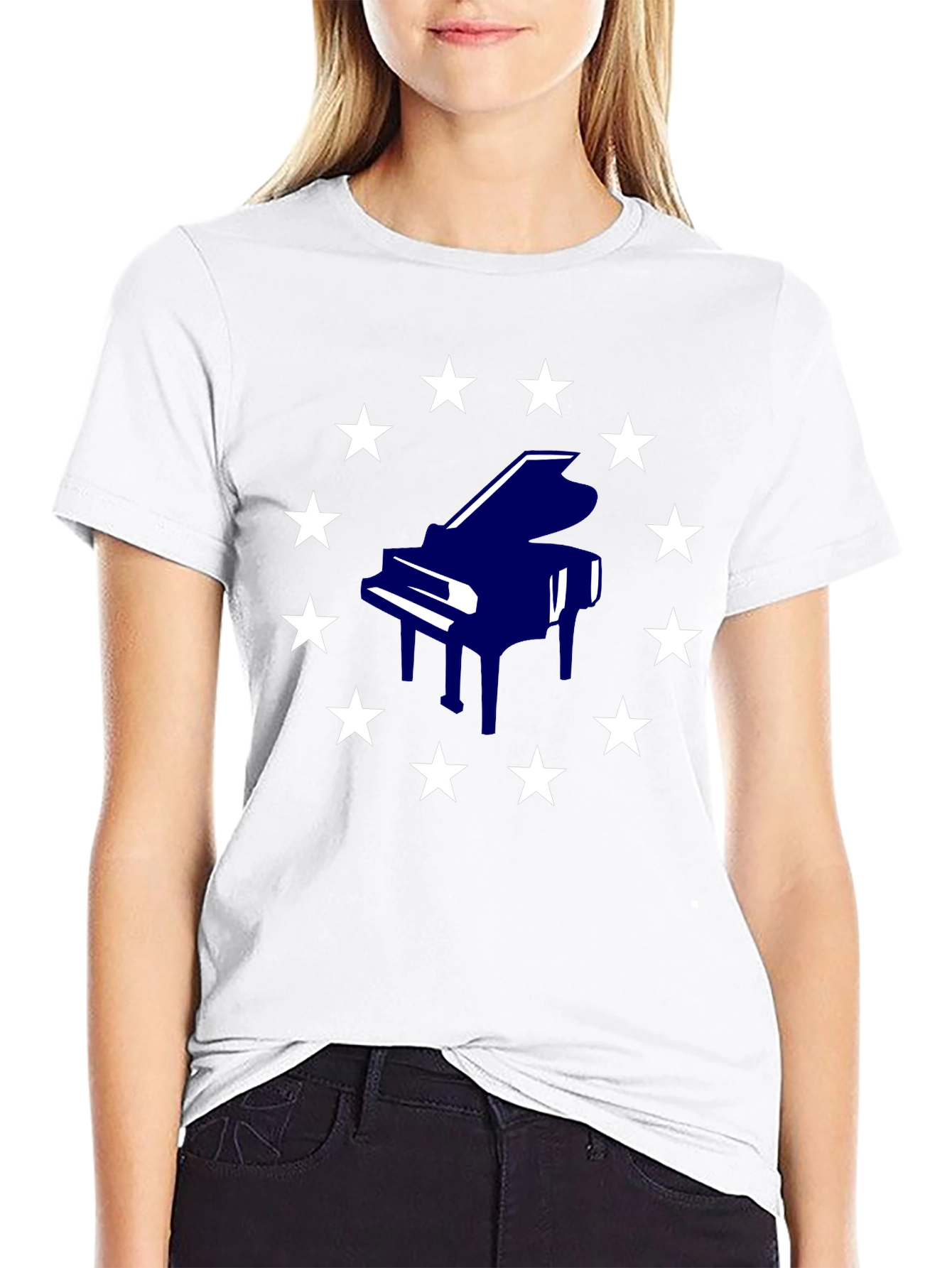 Piano Stars Black T-Shirt