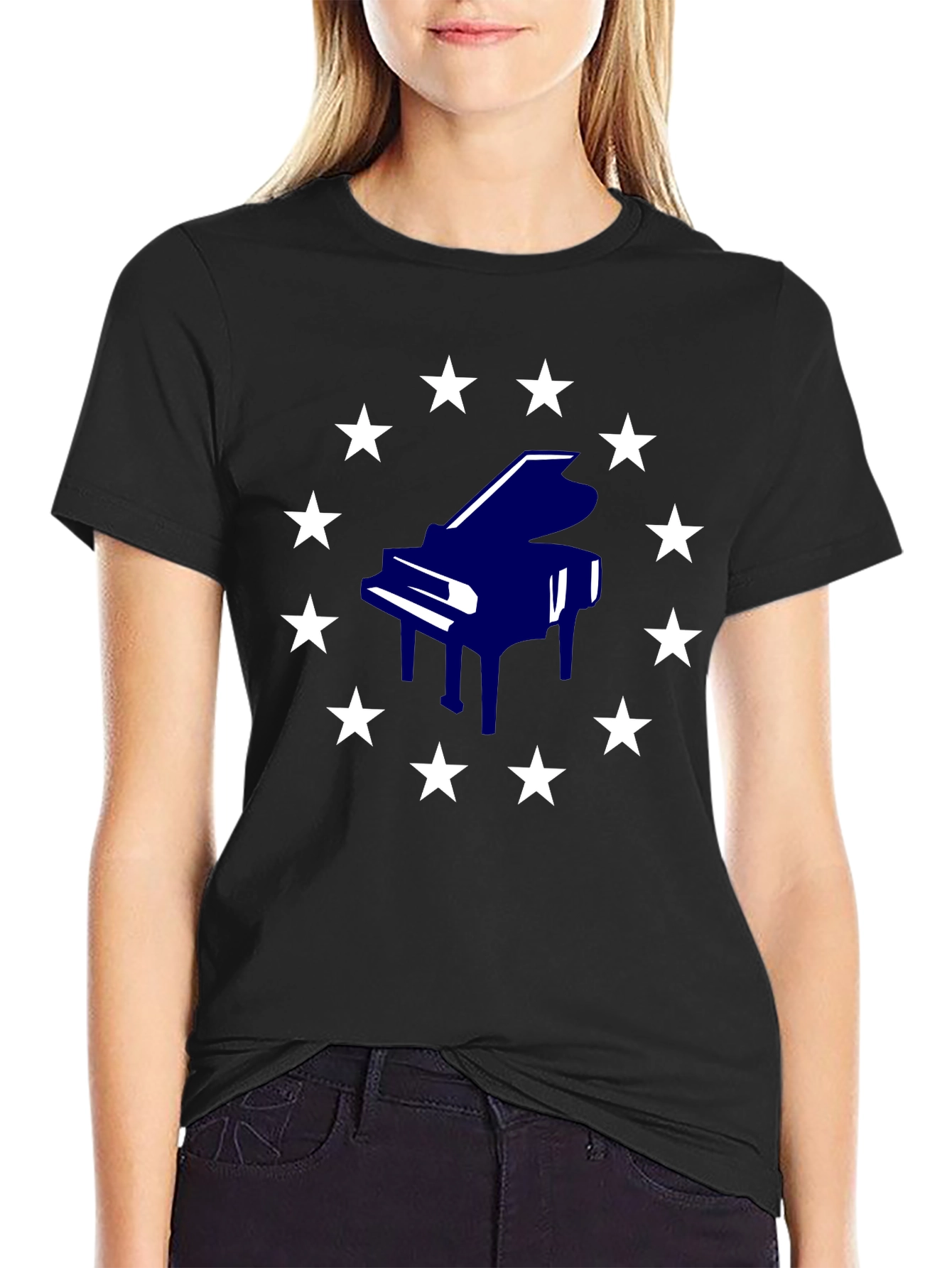 Piano Stars Black T-Shirt