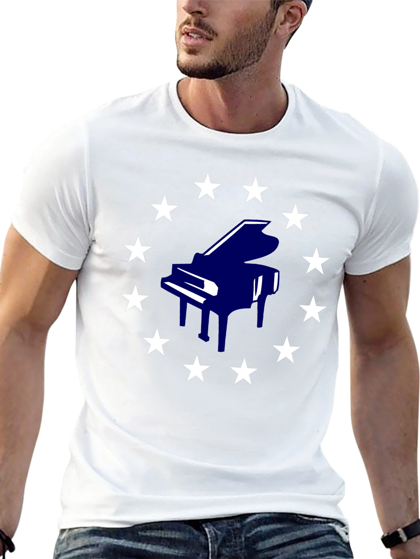 Piano Stars Black T-Shirt
