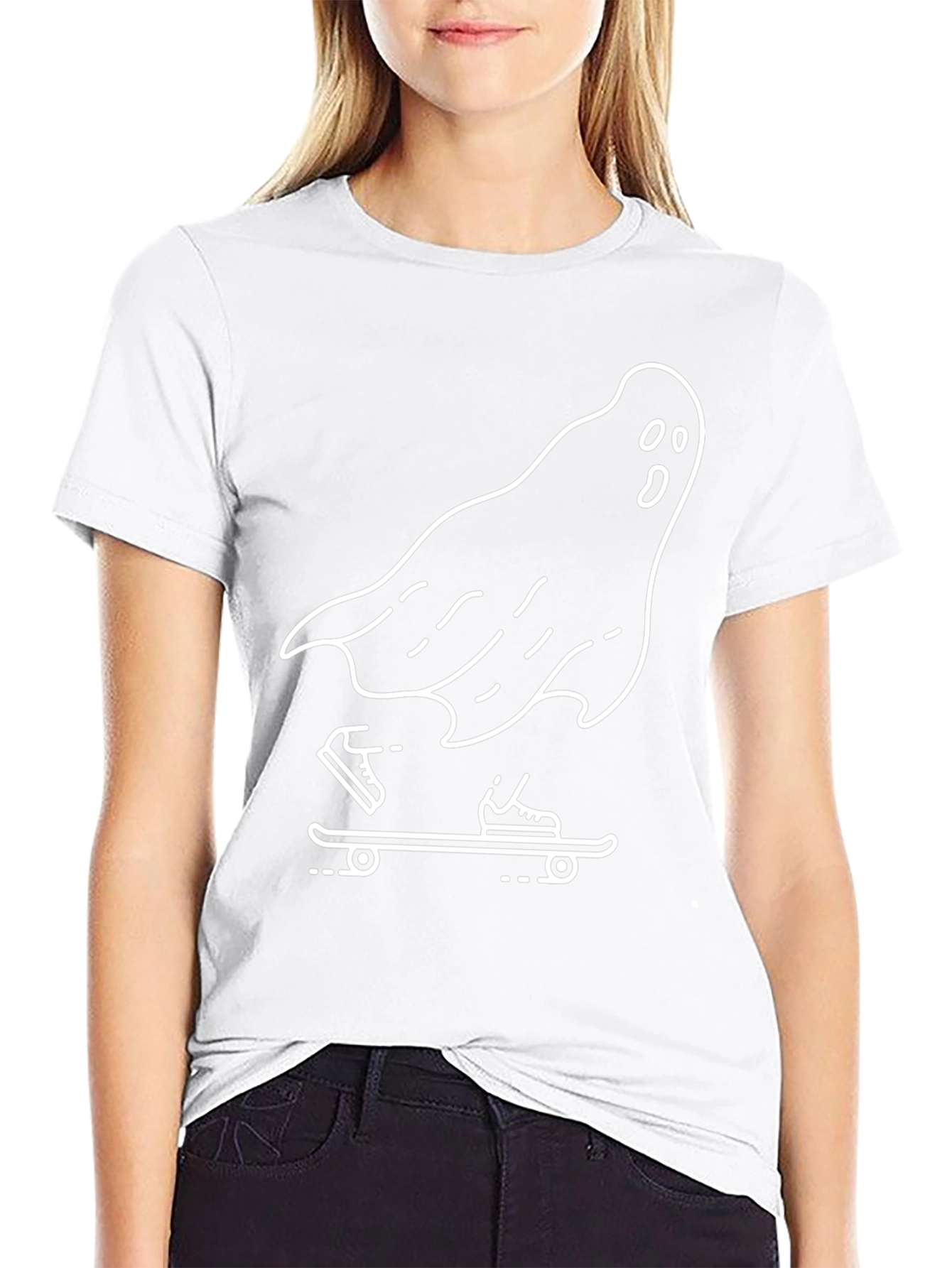 Ghost Skateboarder Graphic Tee - Black