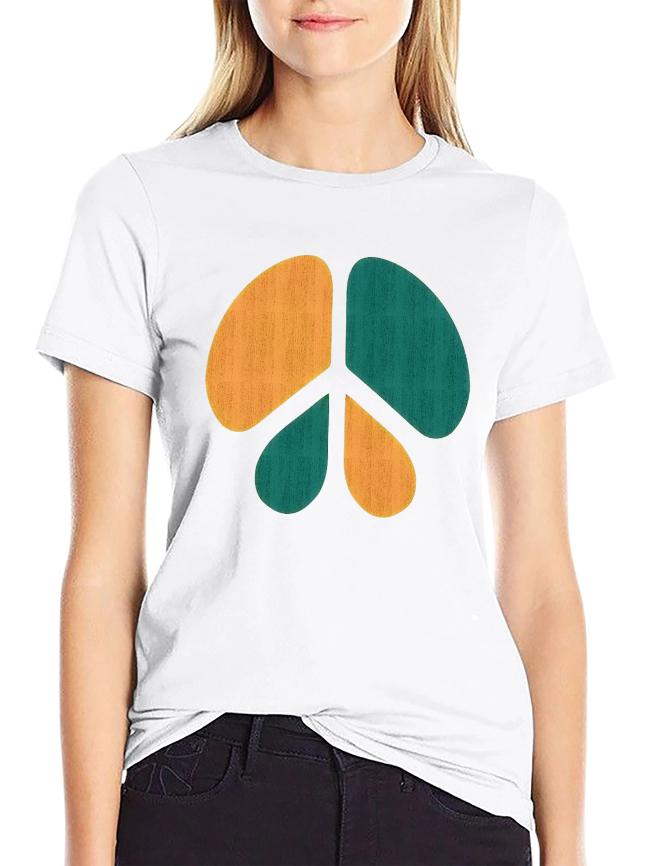 Retro Peace Sign Graphic Tee - Casual Comfort