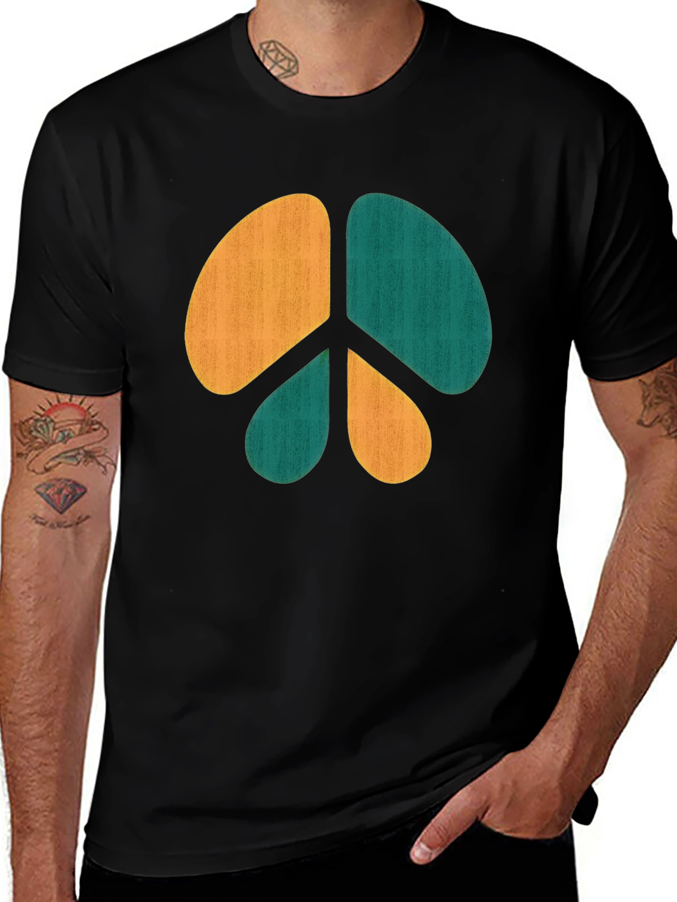 Retro Peace Sign Graphic Tee - Casual Comfort