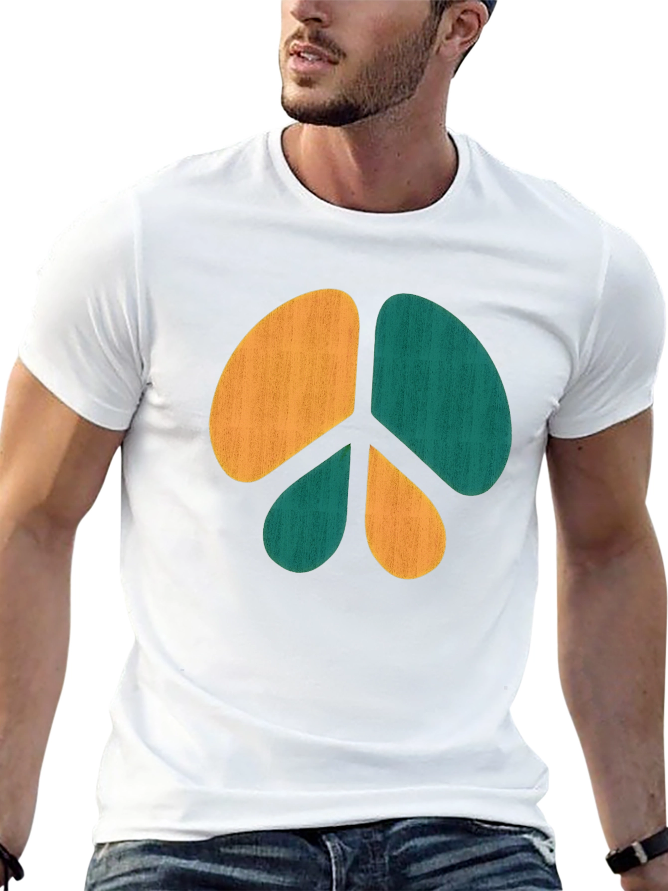 Retro Peace Sign Graphic Tee - Casual Comfort