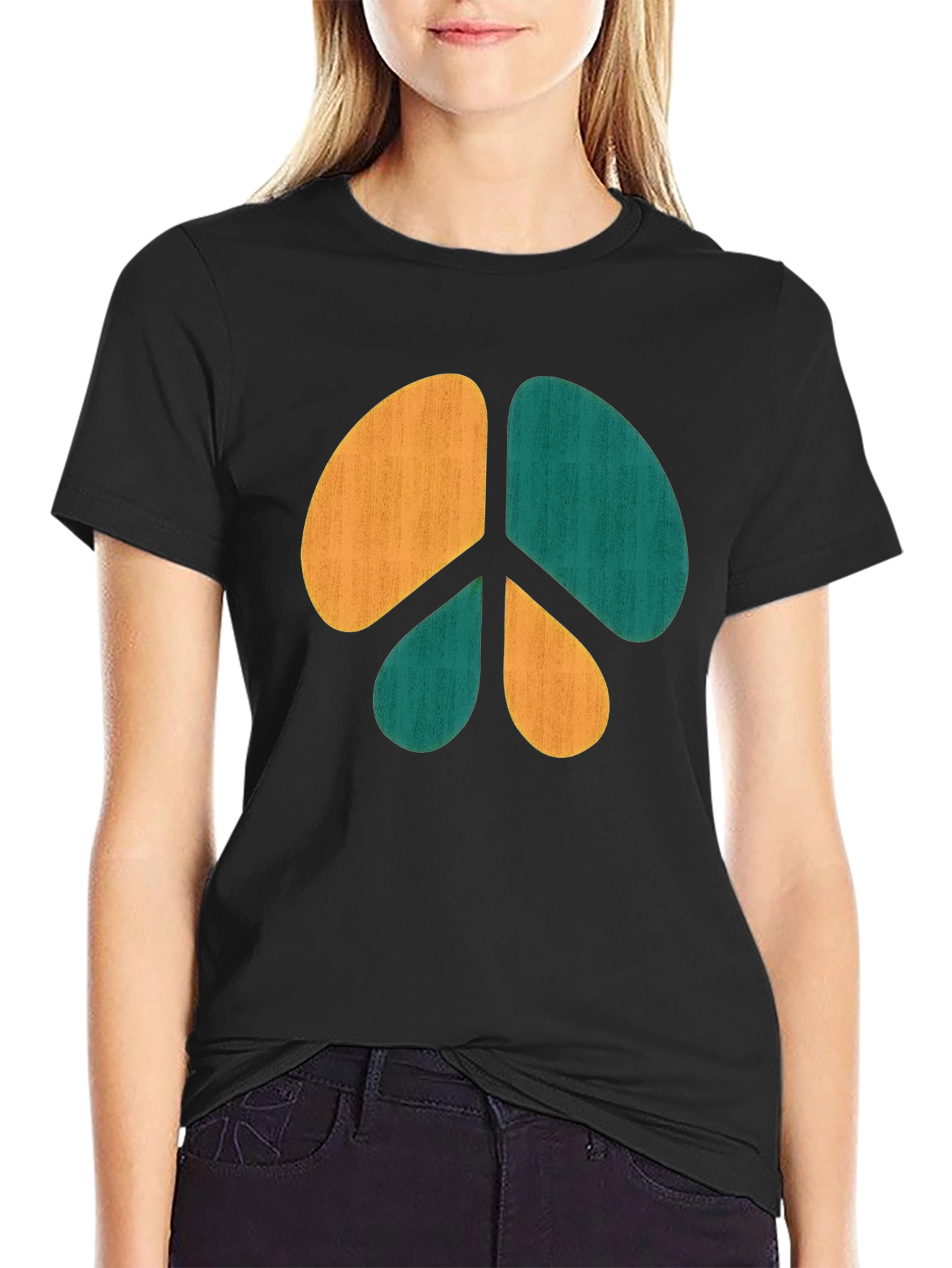 Retro Peace Sign Graphic Tee - Casual Comfort