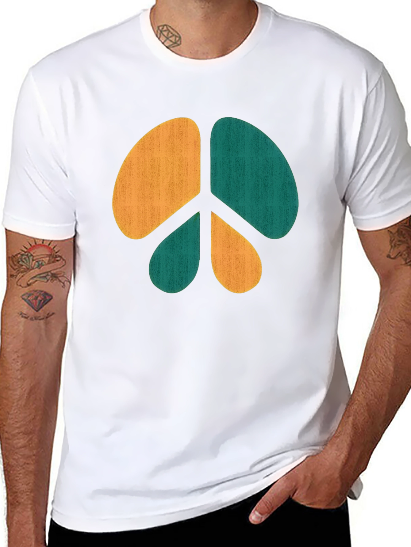 Retro Peace Sign Graphic Tee - Casual Comfort