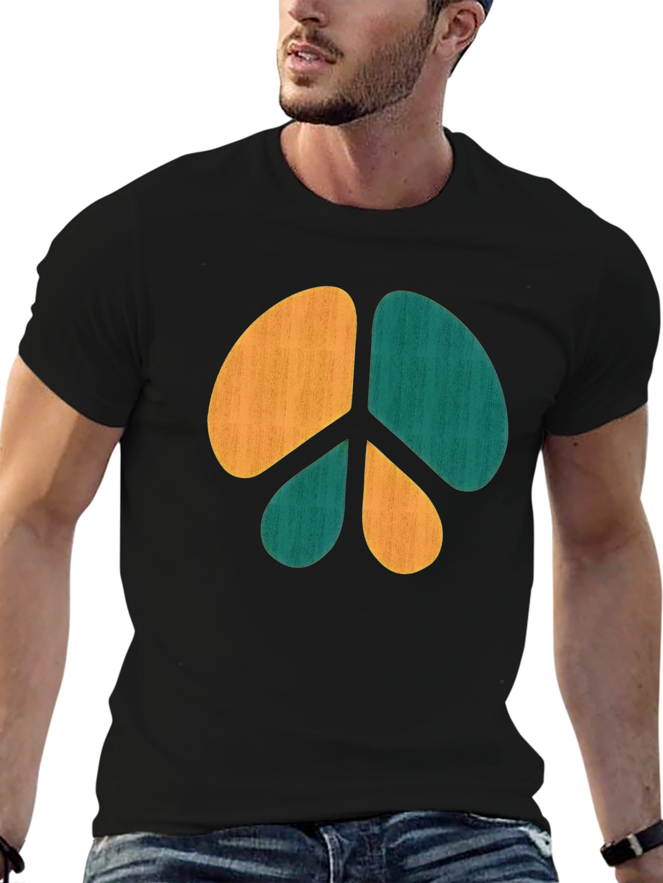 Retro Peace Sign Graphic Tee - Casual Comfort